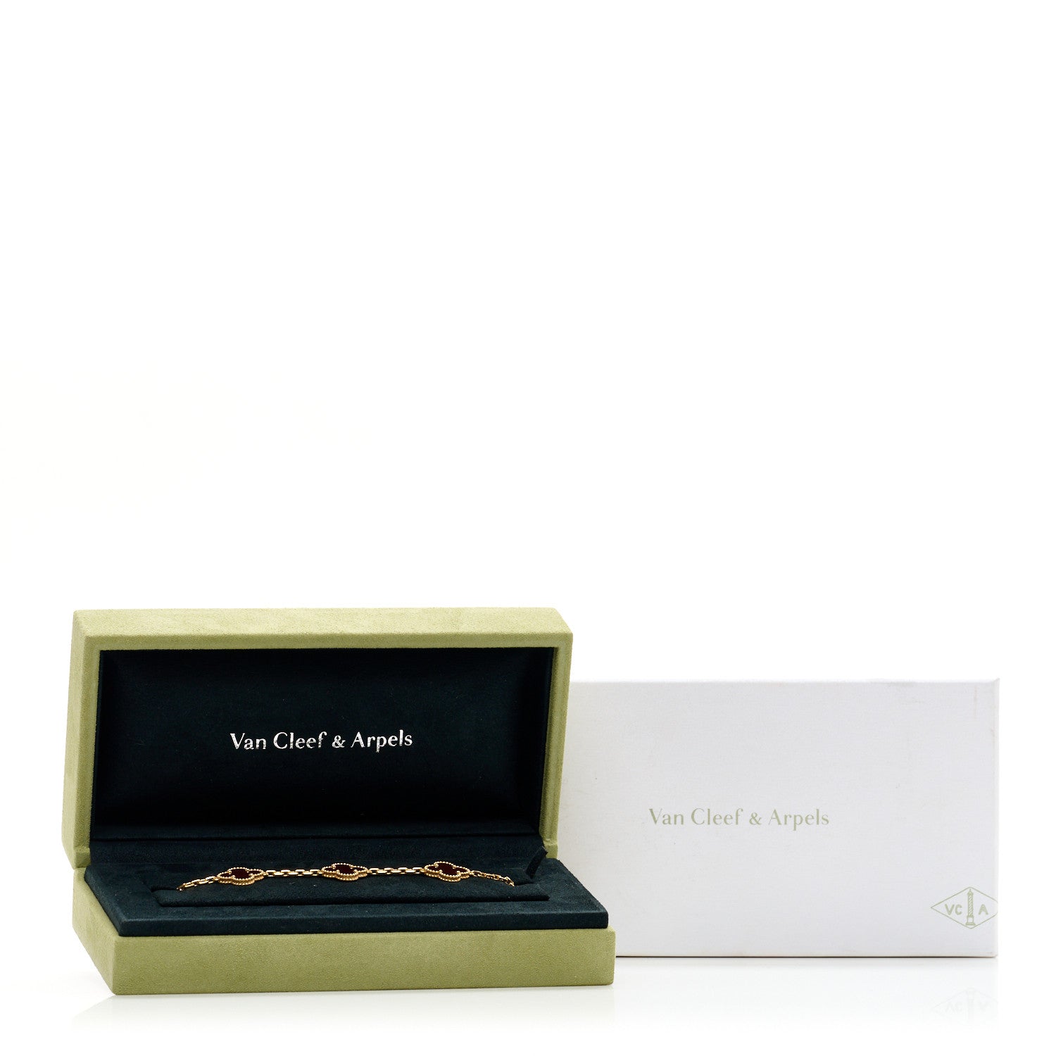 Van Cleef & Arpels 18K Yellow Gold Carnelian 5 Motifs Vintage Alhambra Bracelet 4 of 4