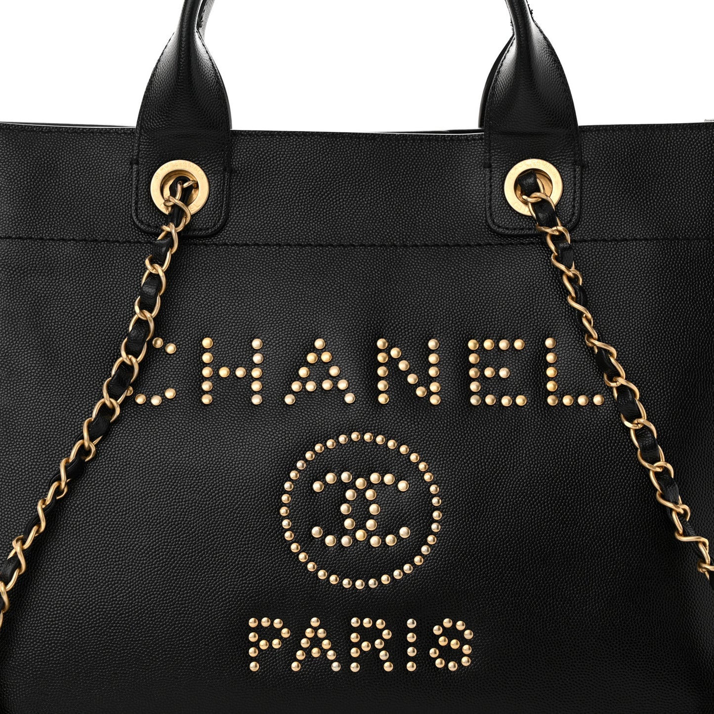 Caviar Small Studded Deauville Tote Black