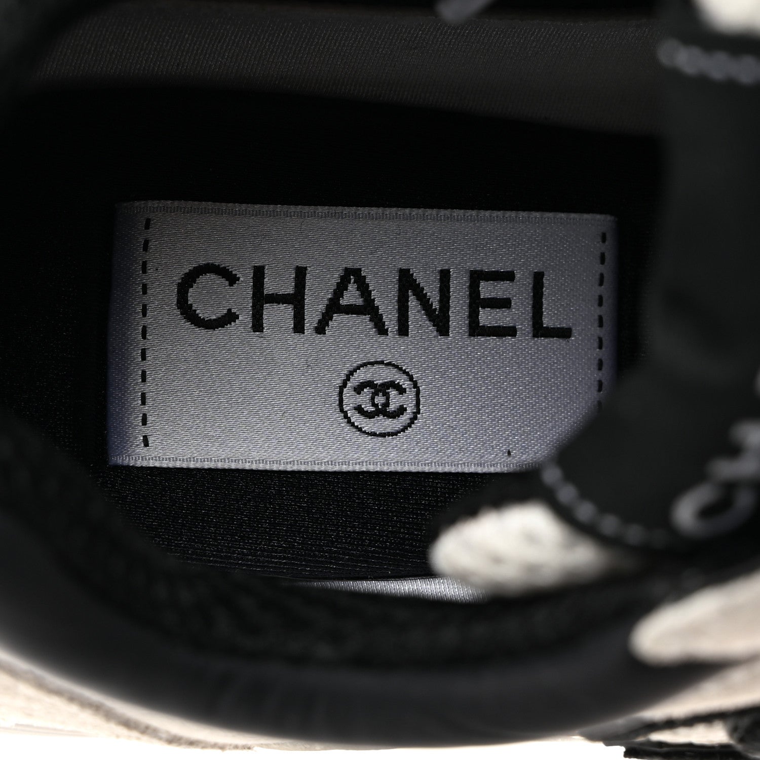 Chanel Mesh Suede Calfskin Grained Calfskin Womens CC Sneakers 36 White Black 6 of 9