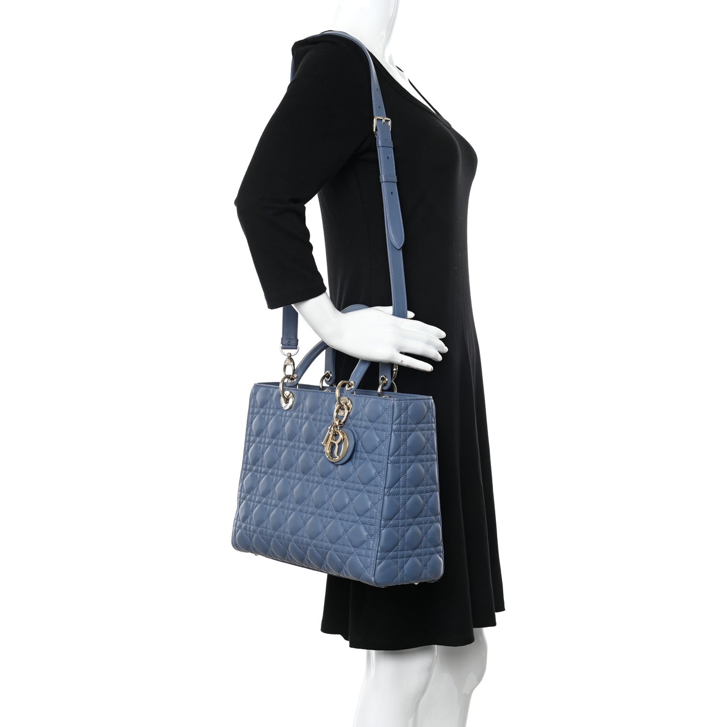 Lambskin Cannage Large Lady Denim