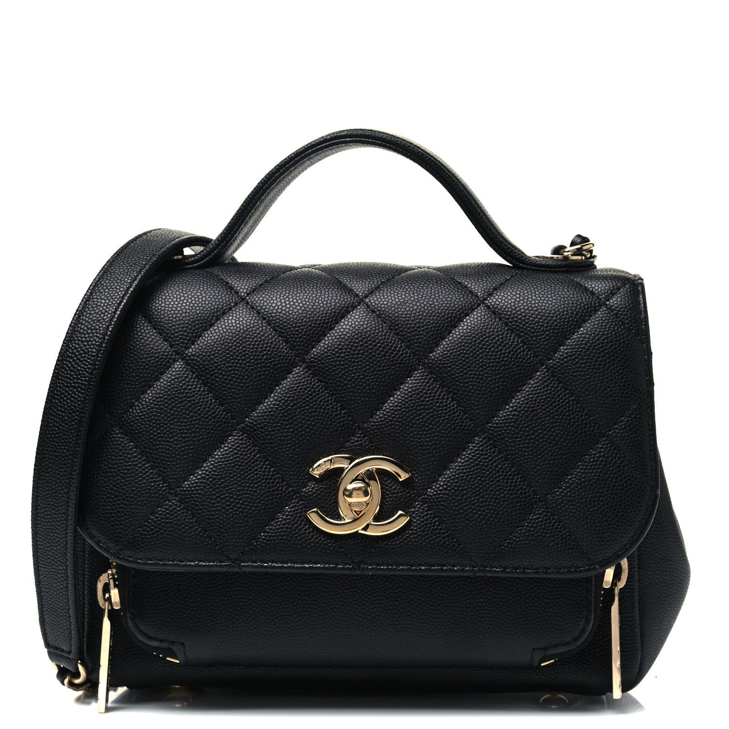 Caviar Quilted Small Business Affinity Flap Black