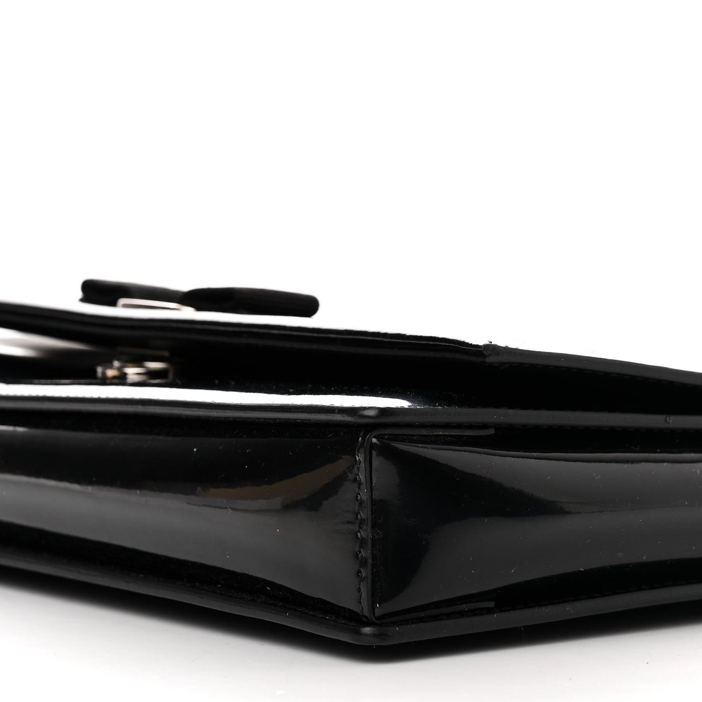 Patent Large Ginny Vara Bow Shoulder Bag Black