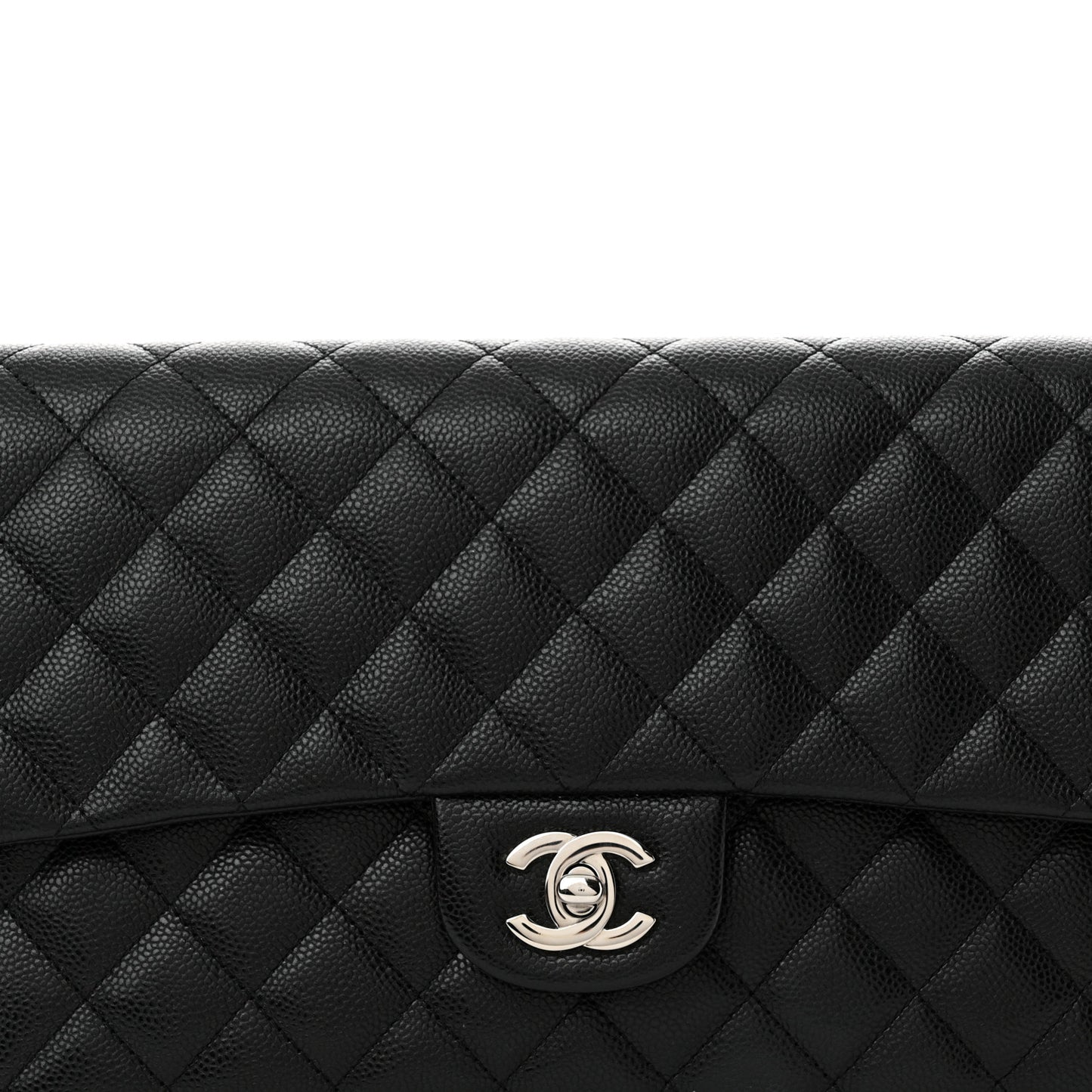 Caviar Quilted Flap Clutch Black