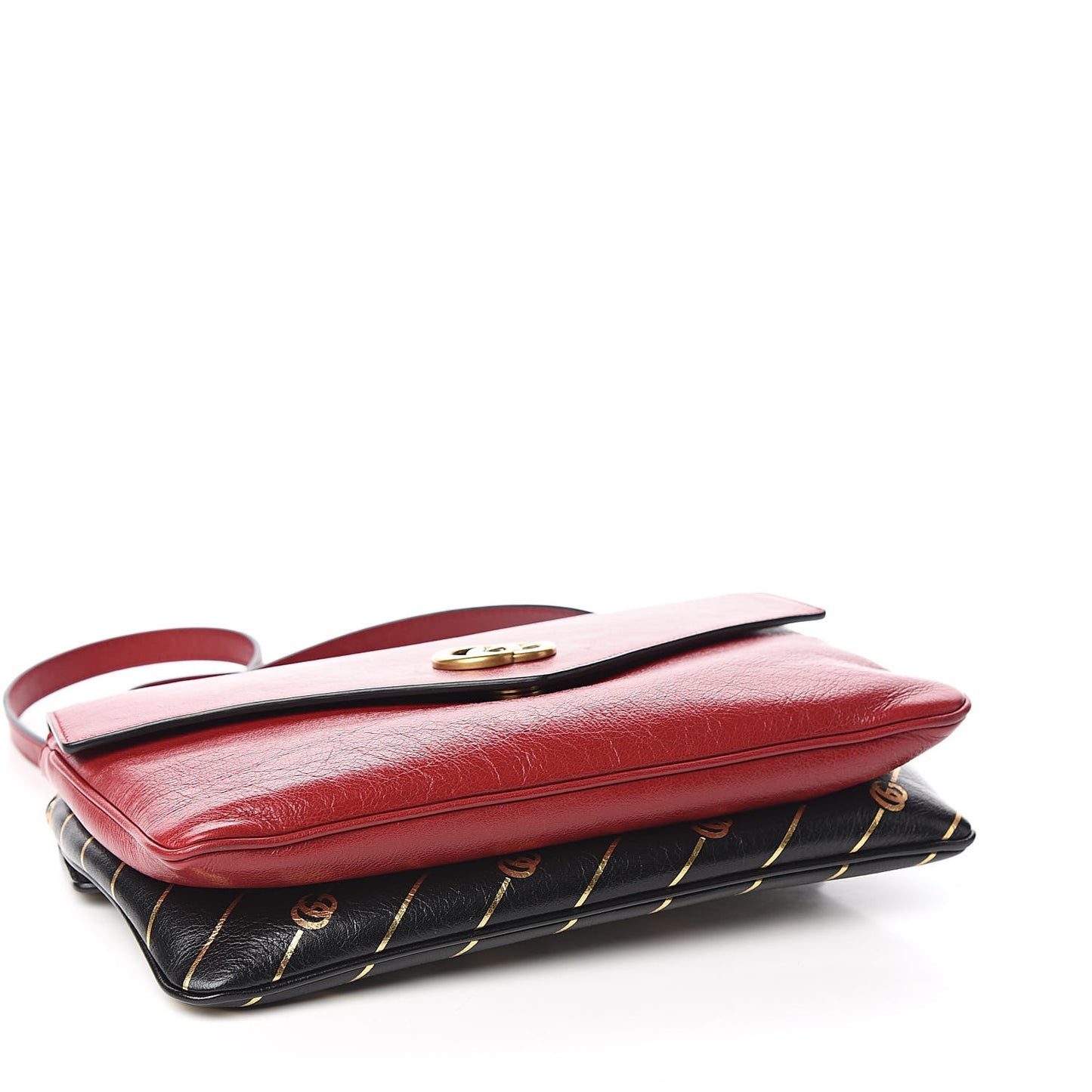 Calfskin Diagonal GG Medium Thiara Double Envelope Shoulder Bag Black Red