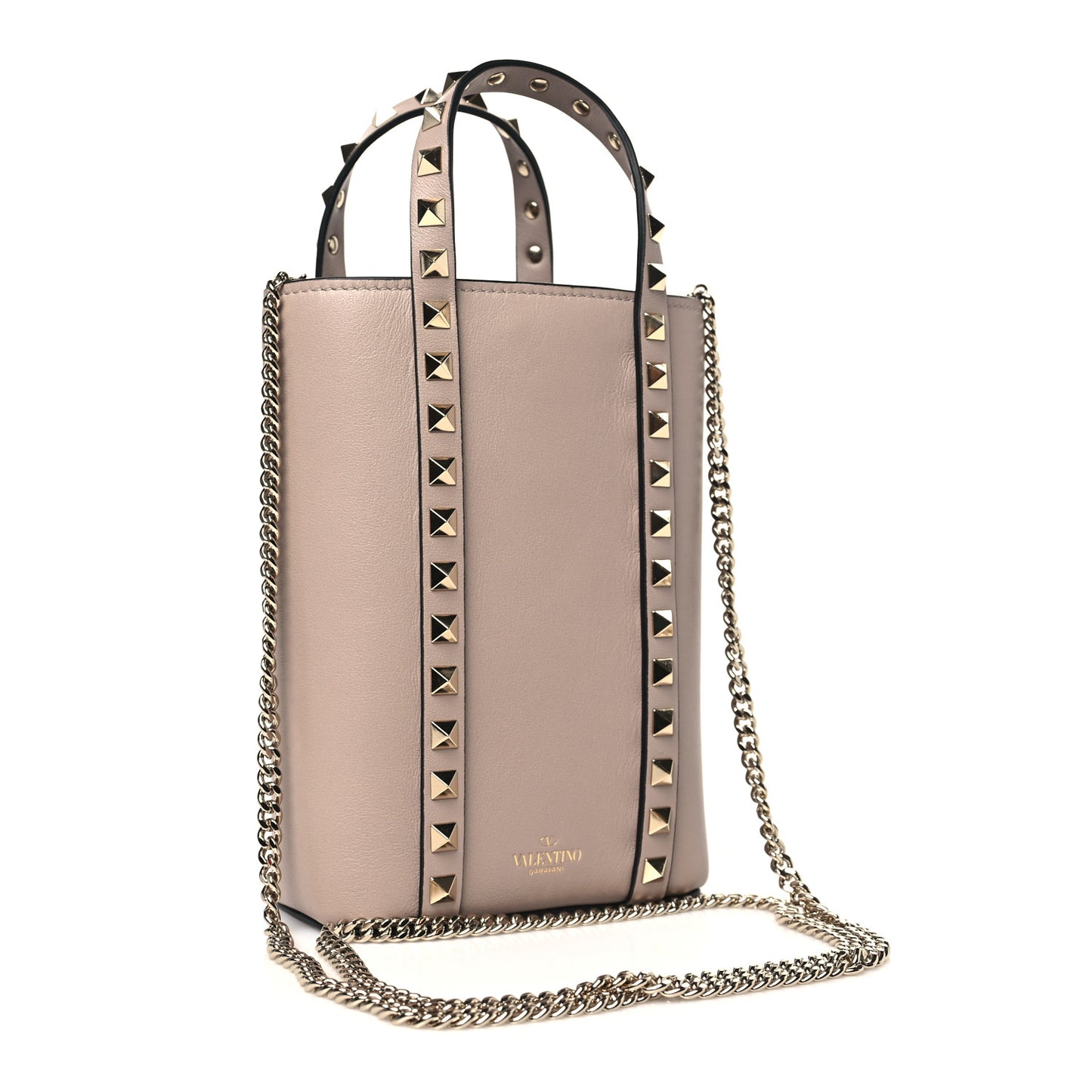 Calfskin Rockstud North-South Crossbody Bag Poudre