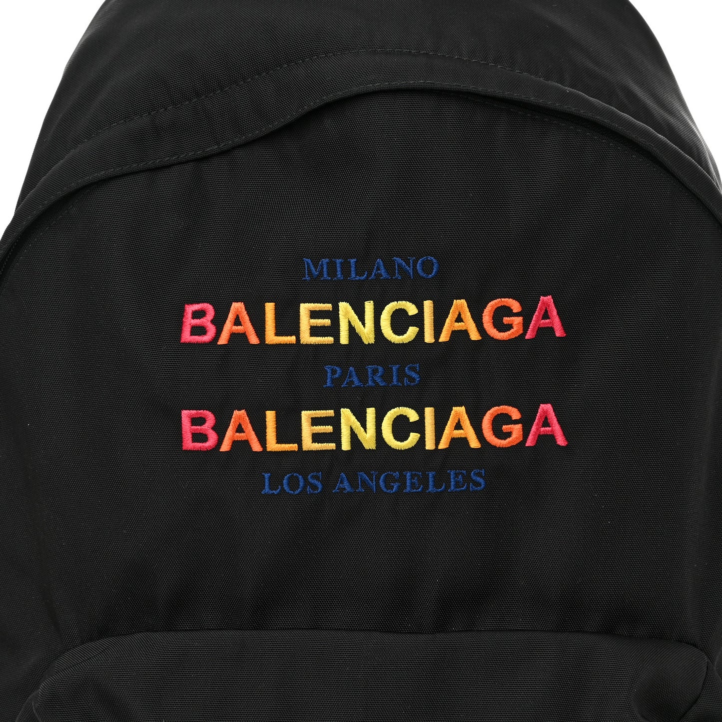 Nylon Milano Paris LA Embroidered Explorer Backpack Black