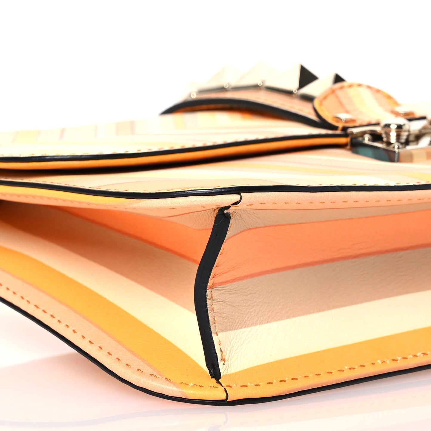 Vitello Native Couture 1975 Medium Glam Lock Rockstud Flap Mandarin Sorbet