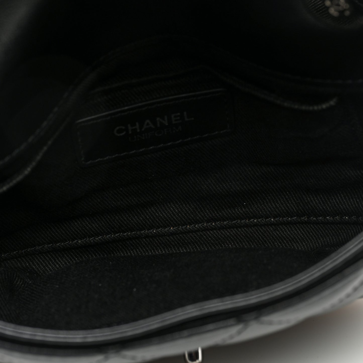 Calfskin Quilted CC Uniform Flap Belt Bag Black