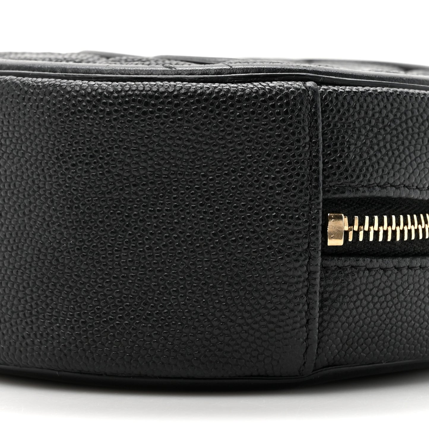 Caviar Quilted Round Filigree Crossbody Black