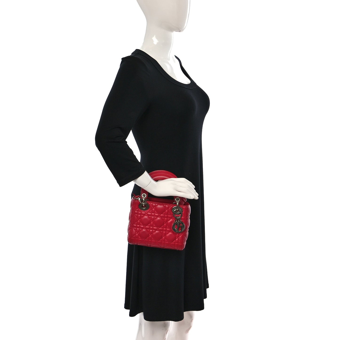 Lambskin Cannage Mini Lady Dior Fuchsia