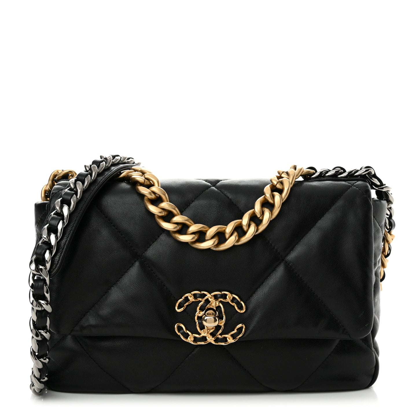 Goatskin Quilted Medium Chanel 19 Flap Black