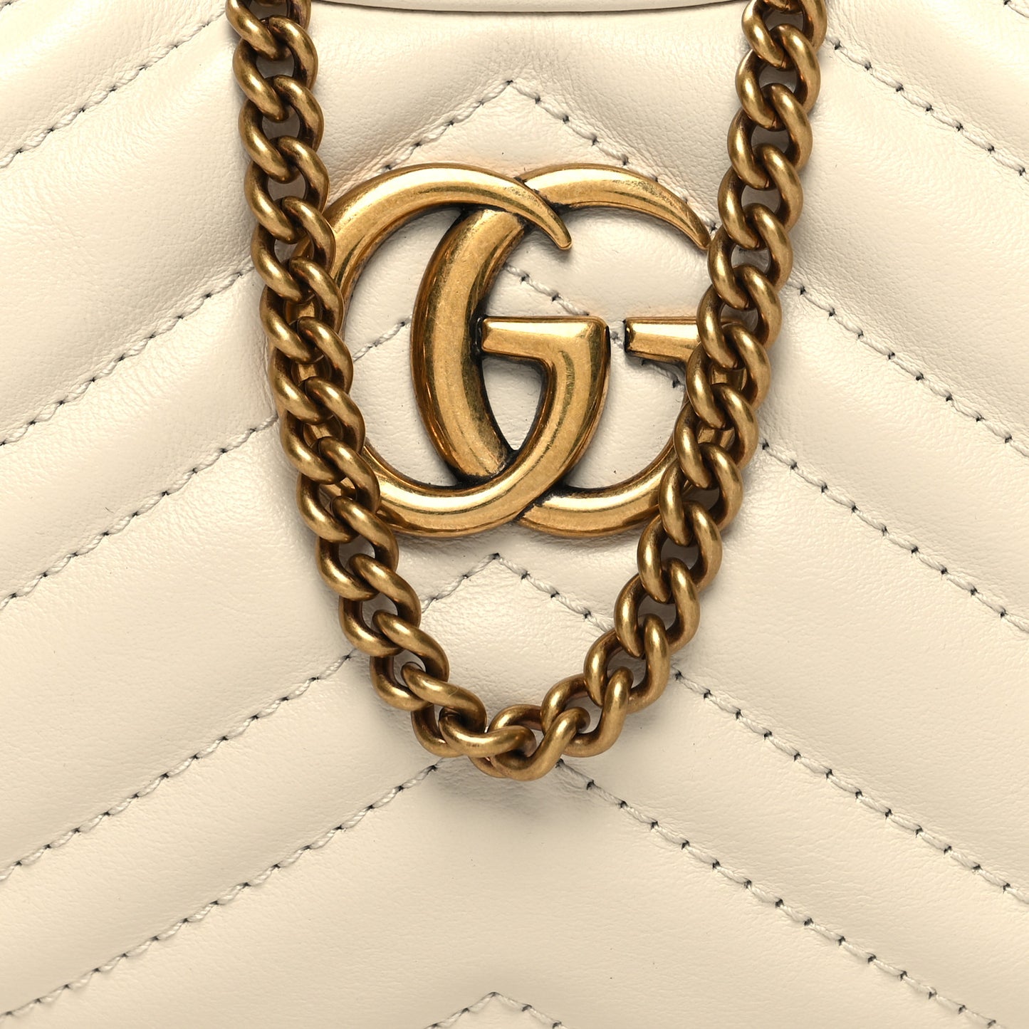 Calfskin Matelasse Chevron Mini GG Marmont Half Moon Hobo Mystic White