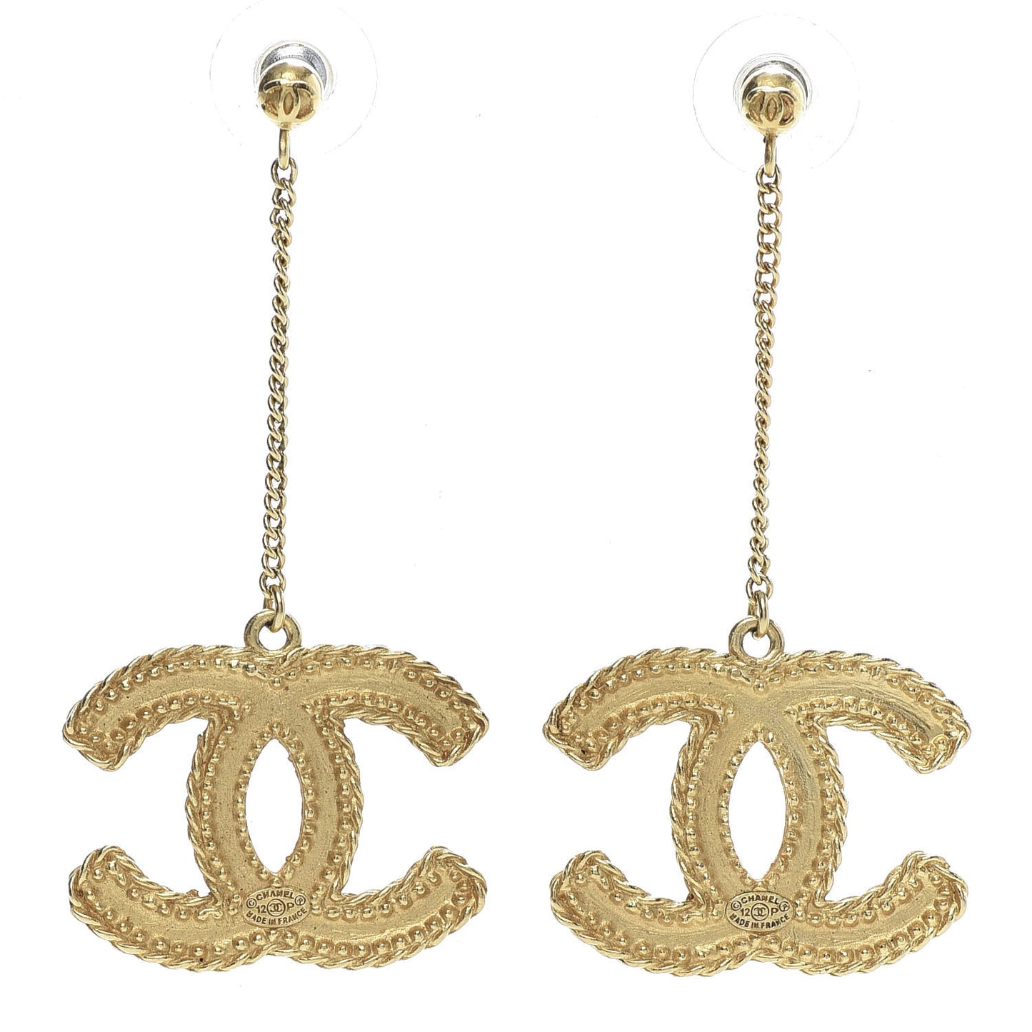 CC Drop Earrings Matte Gold