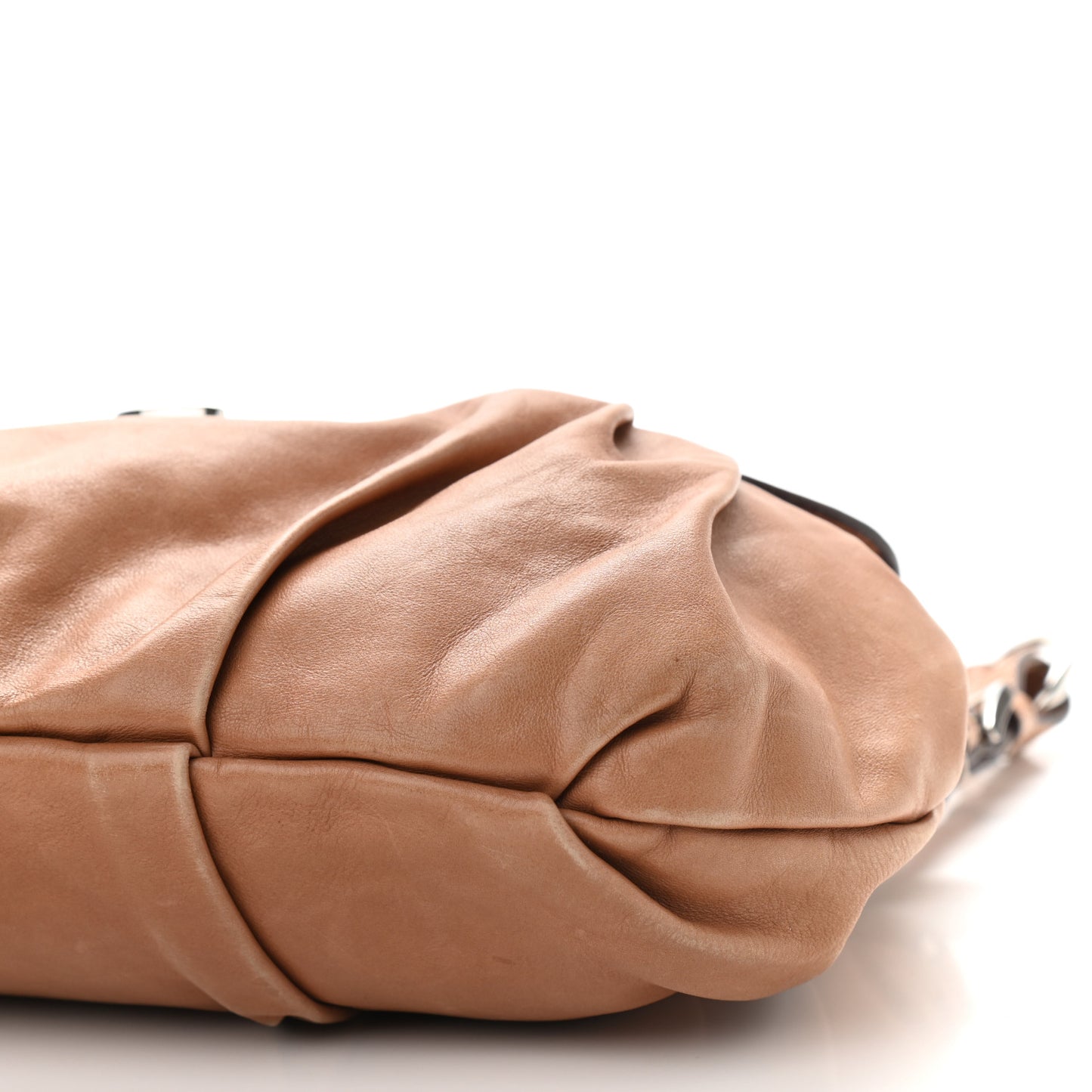 Soft Calfskin Pleated Shoulder Bag Brown