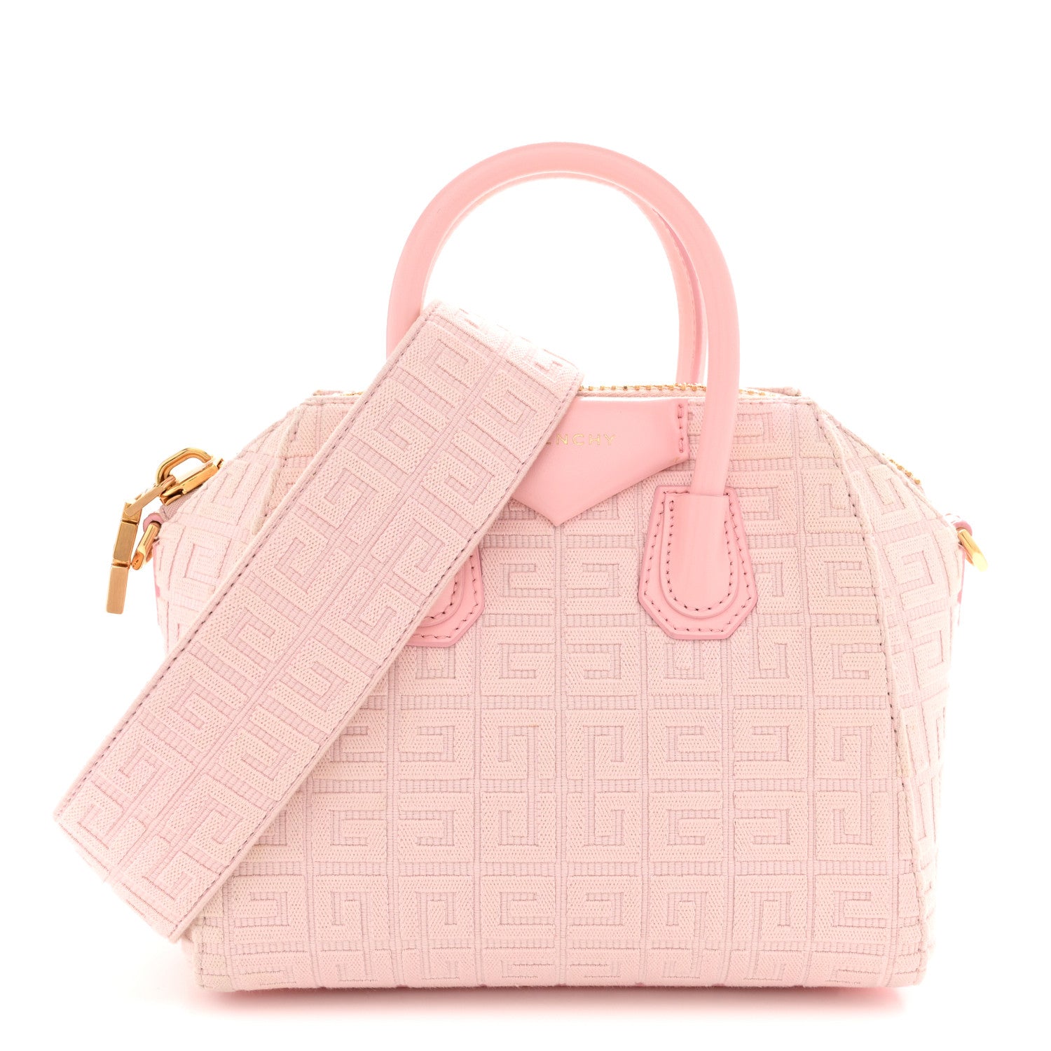 【SALE】【美品】GIVENCHY ピンクベージュ ハンドバッグ　アンティゴナ Givenchy Canvas Jacquard Embroidered Calfskin 4G Mini Antigona