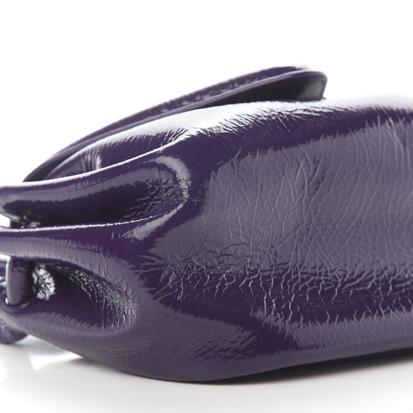 Patent Deerskin Small Beak Triangle Flap Shoulder Bag Raisin