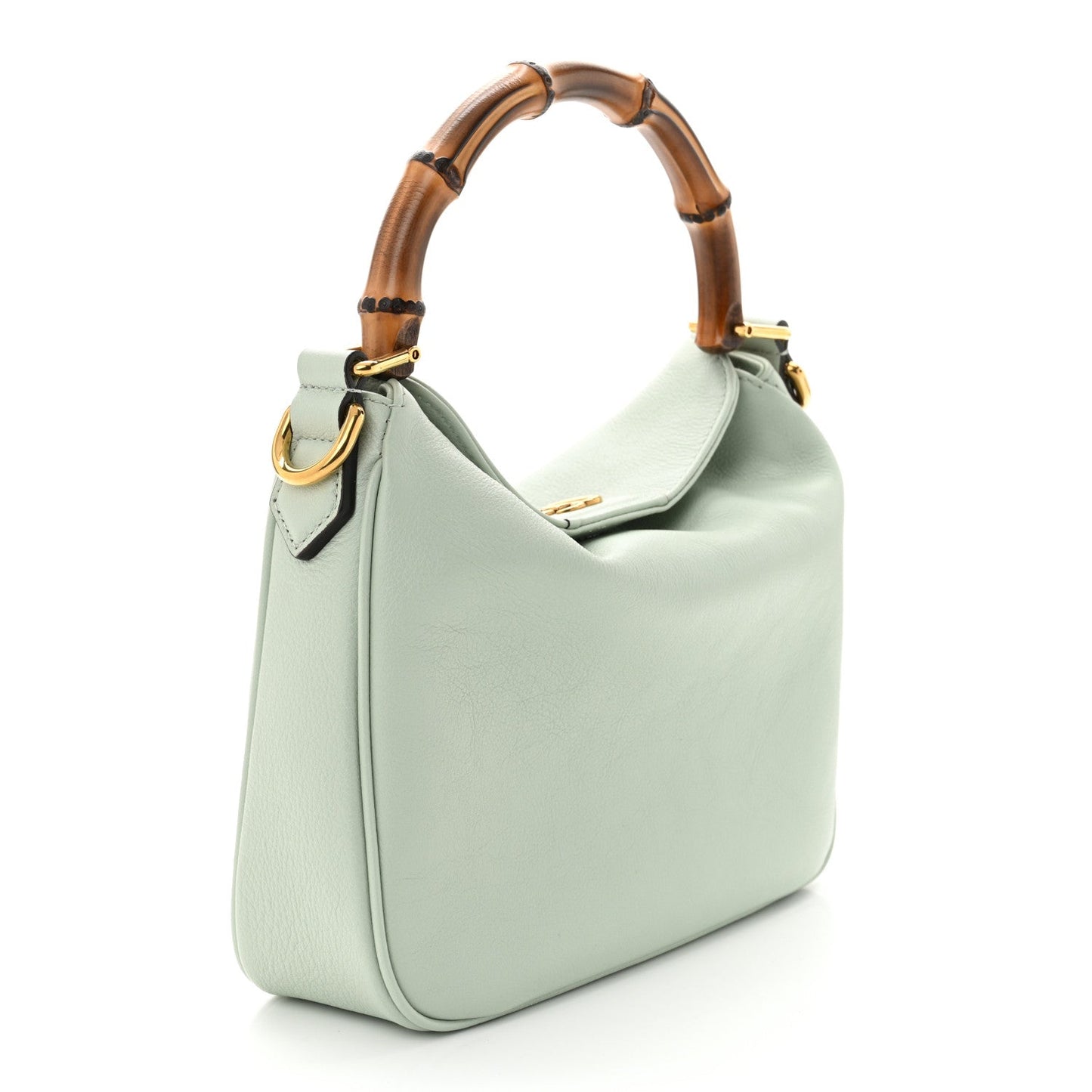 Softy Wonka Textured Dollar Calfskin Small Diana Shoulder Bag Pale Green