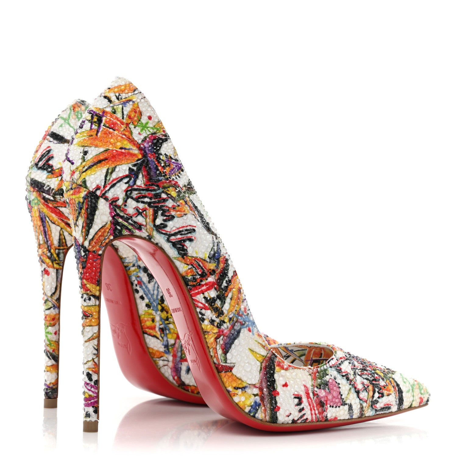 Christian Louboutin Crepe Satin Crystal Printed So Kate Strass Freedom 120 Pumps 36 Multicolor 4 of 7