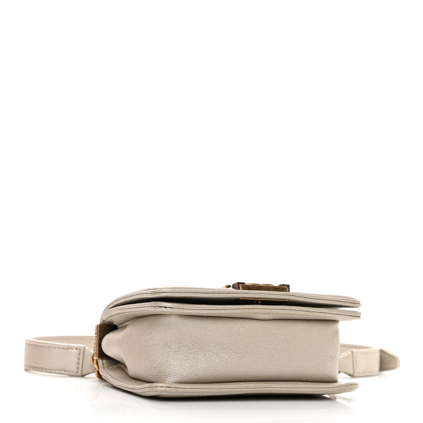 Metallic Lambskin Mini Scaled Boy Flap Gold