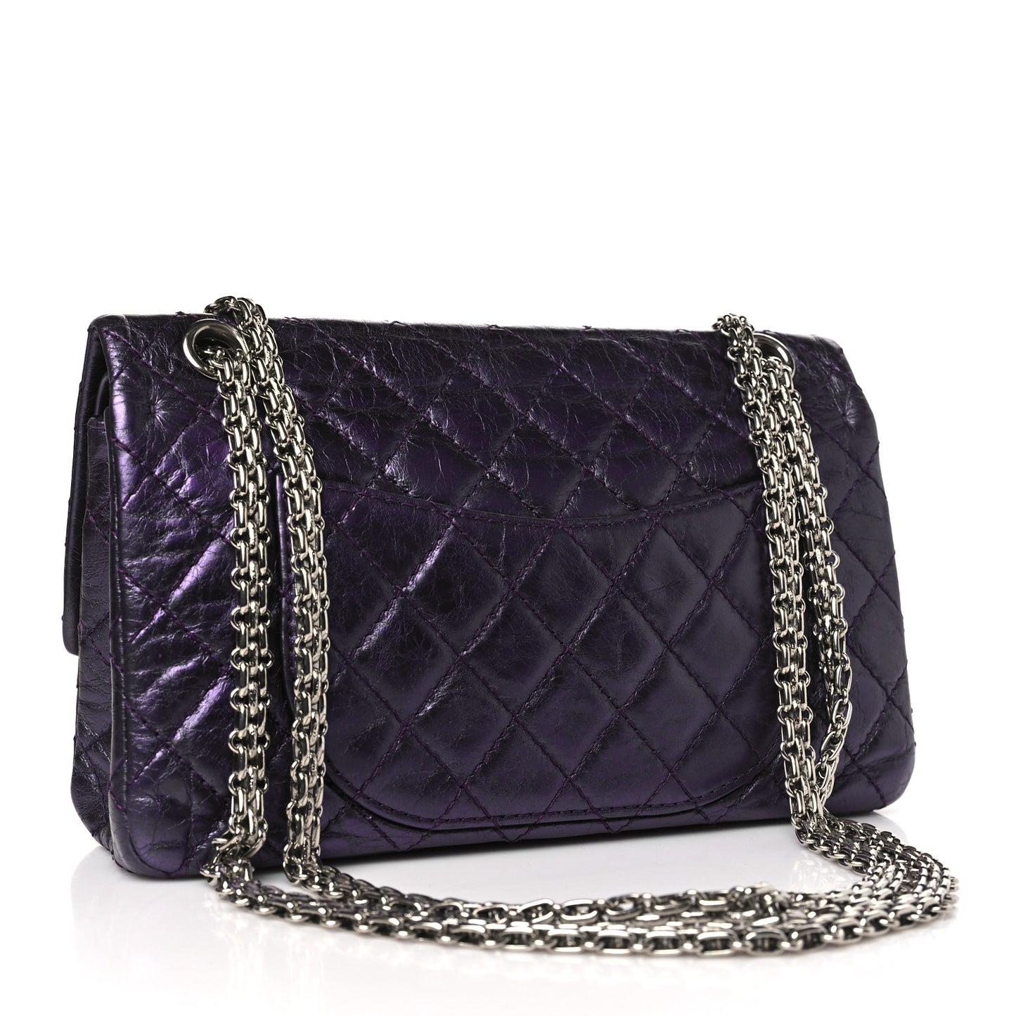 Metallic Aged Calfskin Quilted 2.55 Reissue 225 Flap Purple