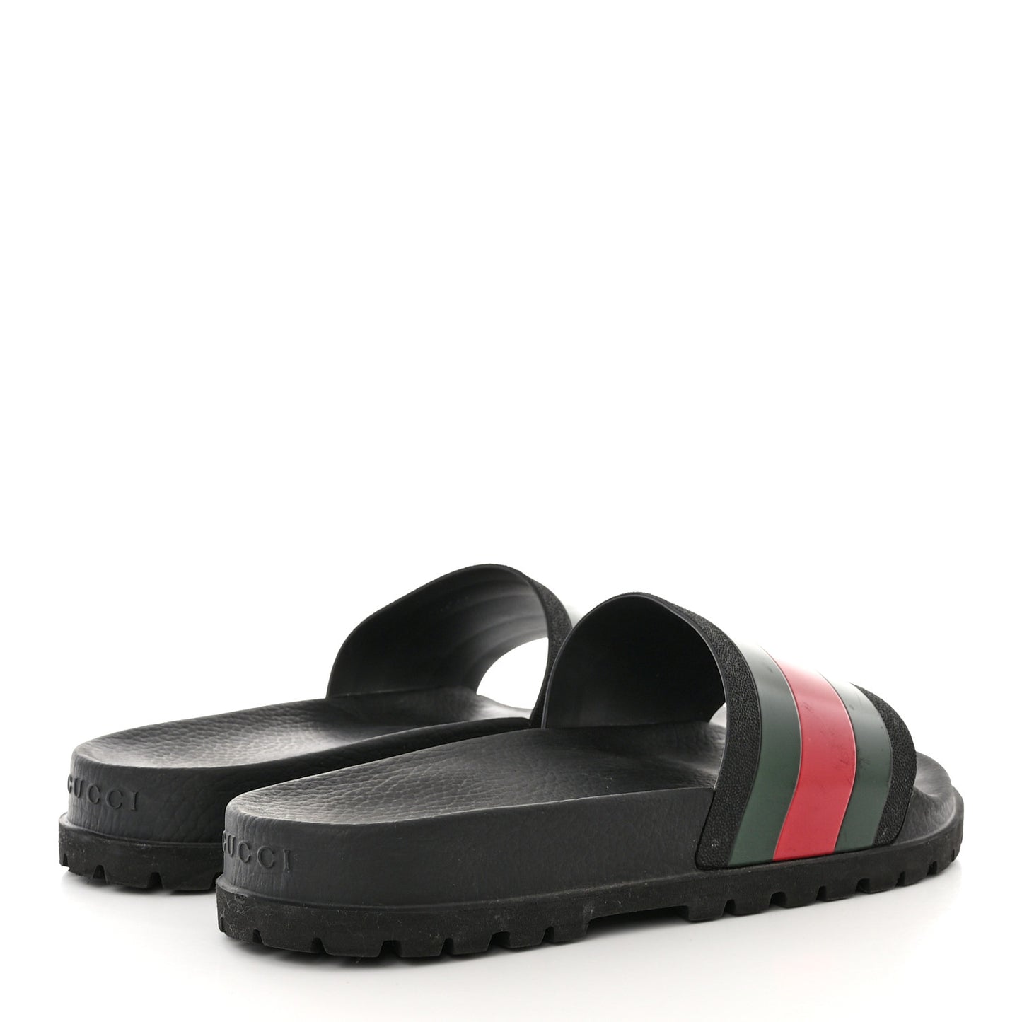 Rubber Web Mens Lug Sole Slide Sandals 11 Black Green Red