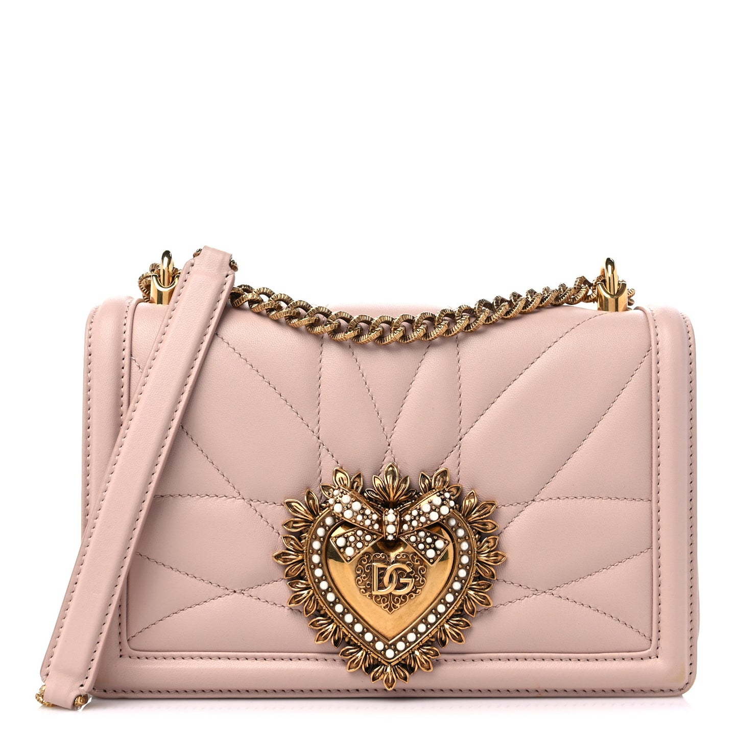 Calfskin Medium Devotion Crossbody Bag Cipria