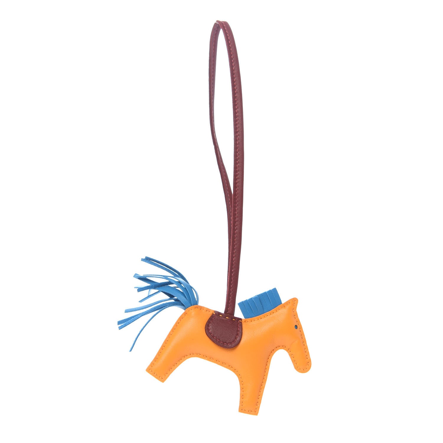 Hermes Milo Lambskin Grigri Rodeo Horse Bag Charm PM Jaune D'Or Bleu Zanzibar Rouge H 3 of 6