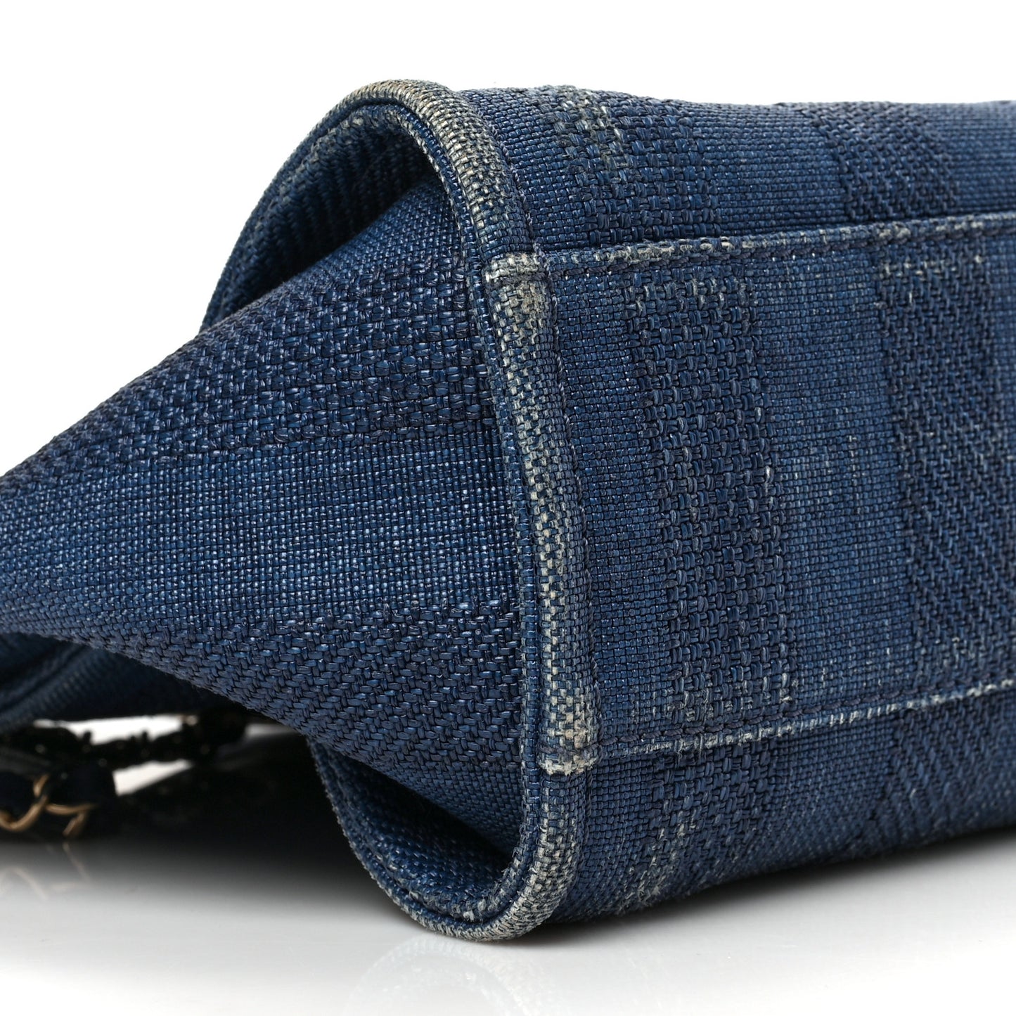 Mixed Fibers Striped Small Deauville Tote Navy Blue