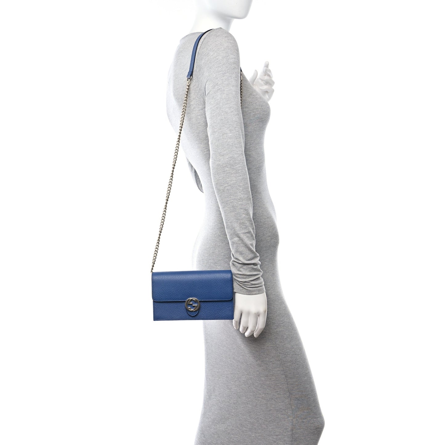 Dollar Calfskin Interlocking G Chain Wallet Caspian