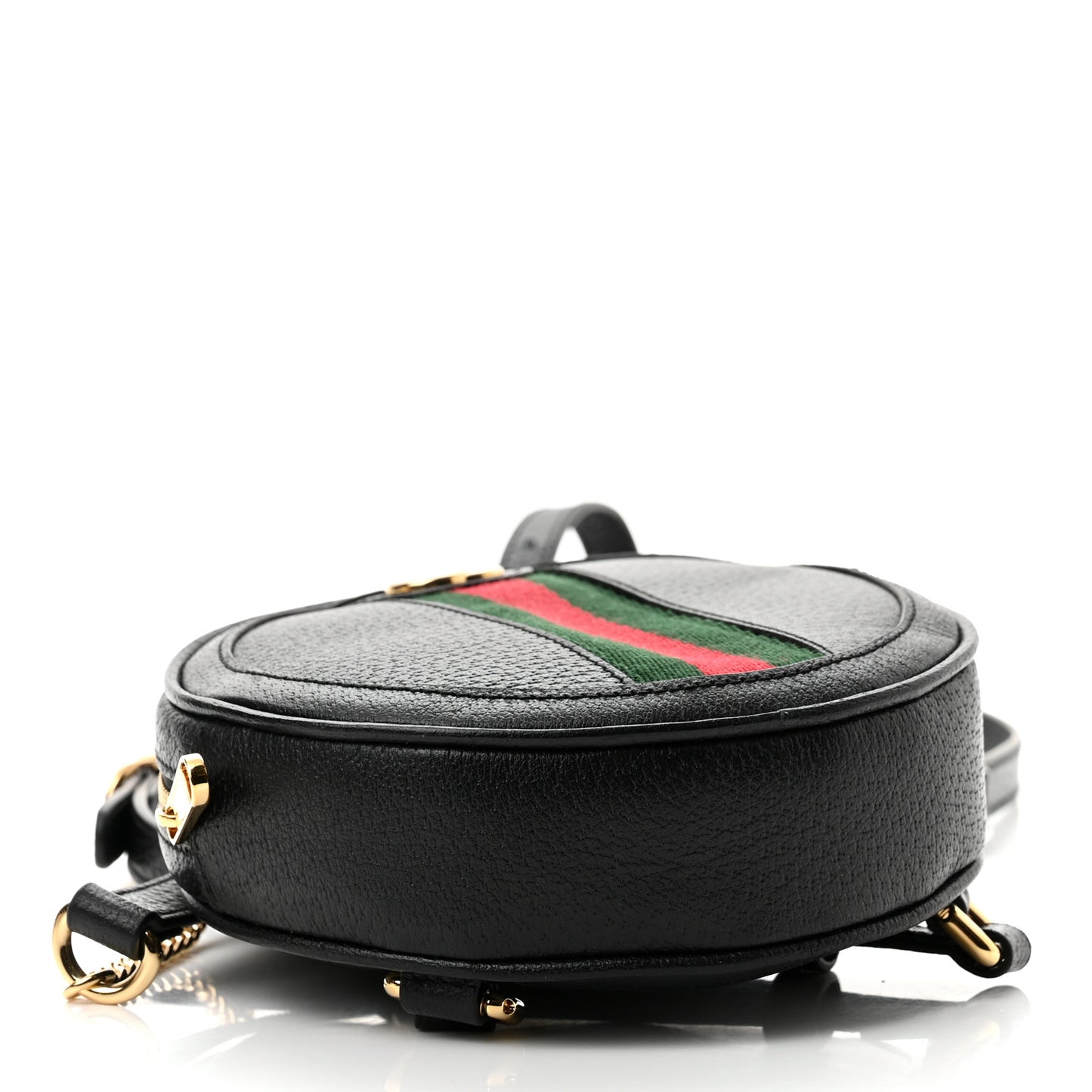 Grained Calfskin Web Mini Ophidia Round Backpack Black