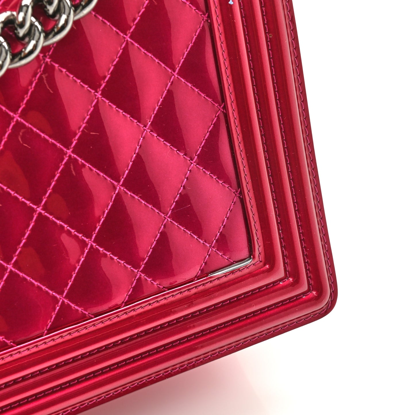 Metallic Patent Quilted New Medium Boy Flap Fuchsia