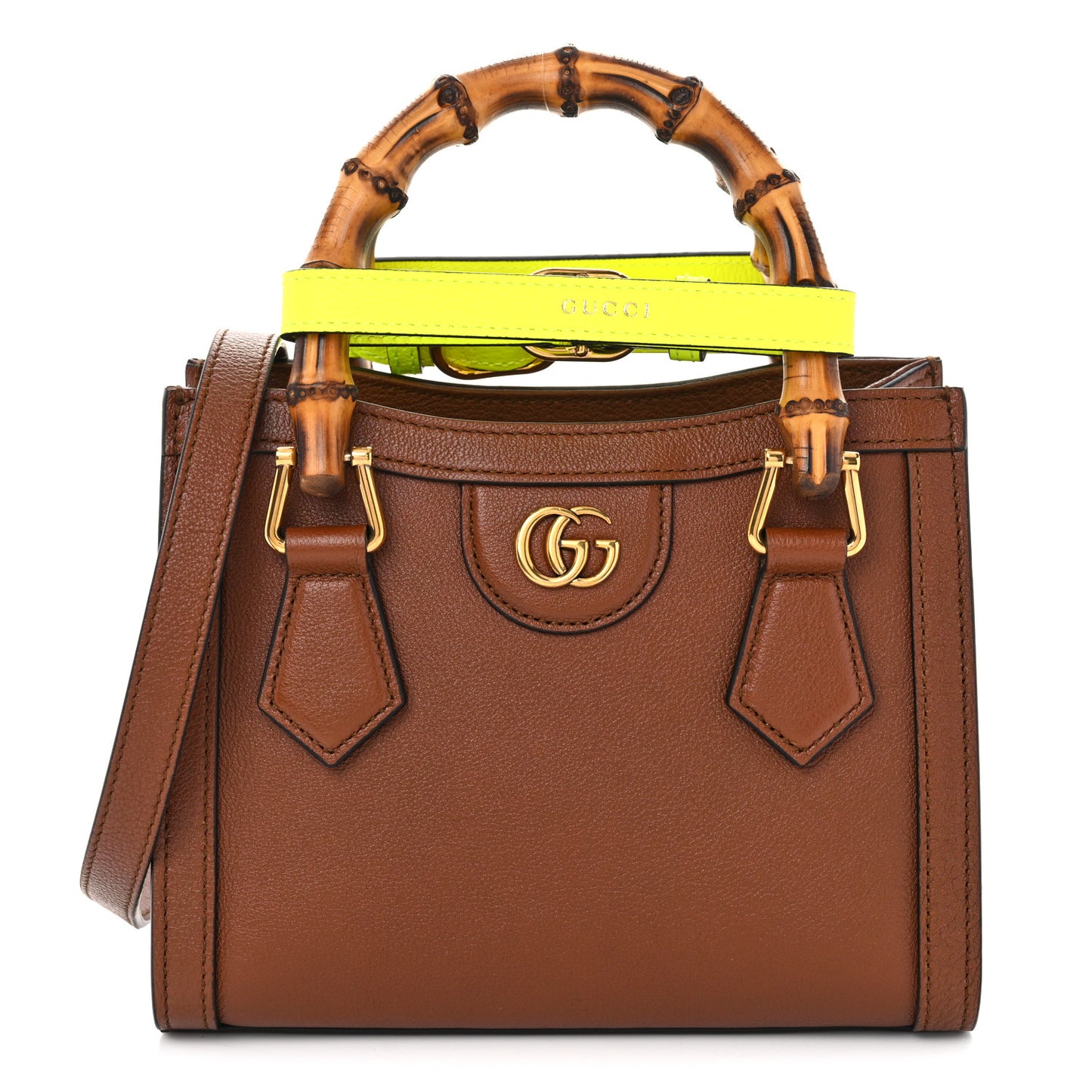 Wonka Grain Calfskin Mini Diana Tote Bag Cuir Yellow Fluo