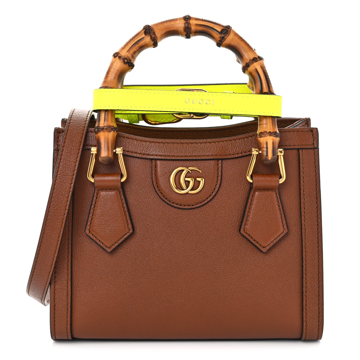 Gucci Wonka Grain Calfskin Mini Diana Tote Bag Cuir Yellow Fluo 1 of 11
