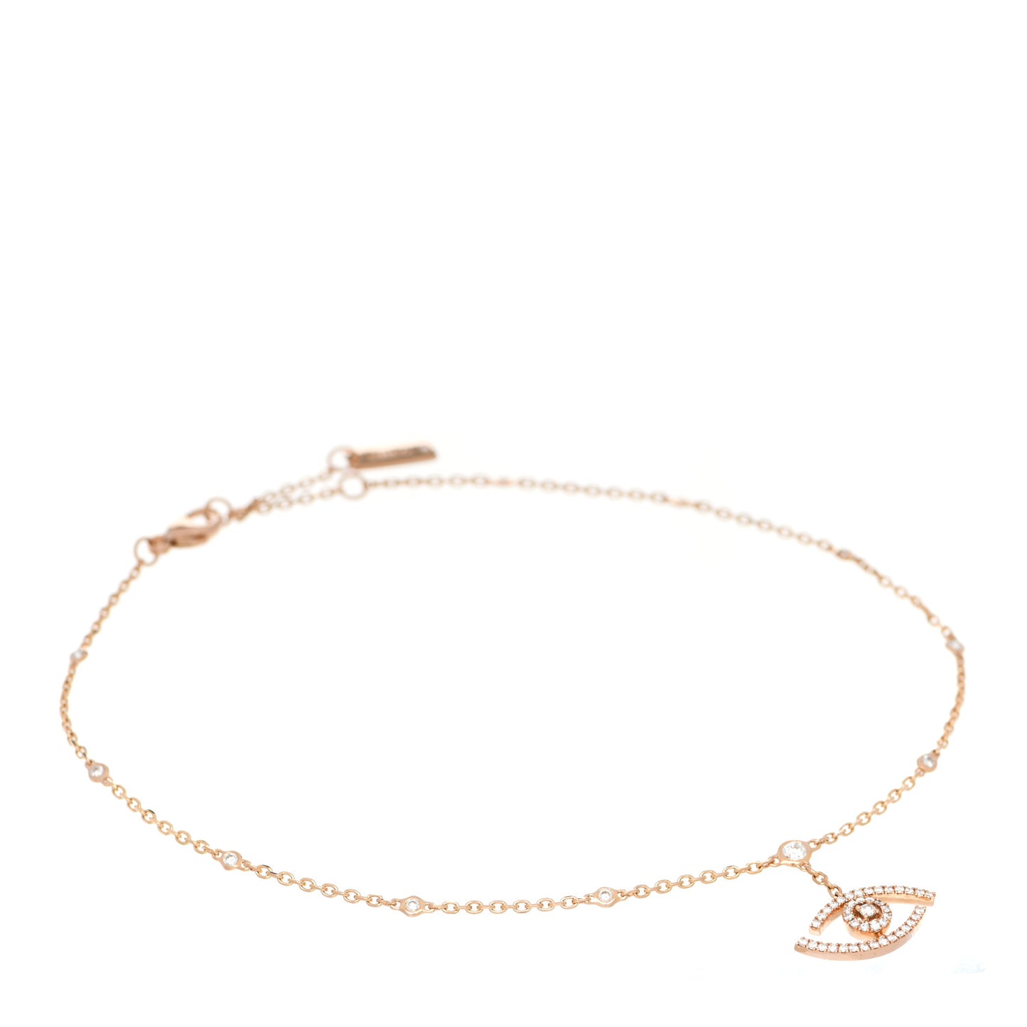 18K Rose Gold Diamond Lucky Eye Pave Ankle Bracelet