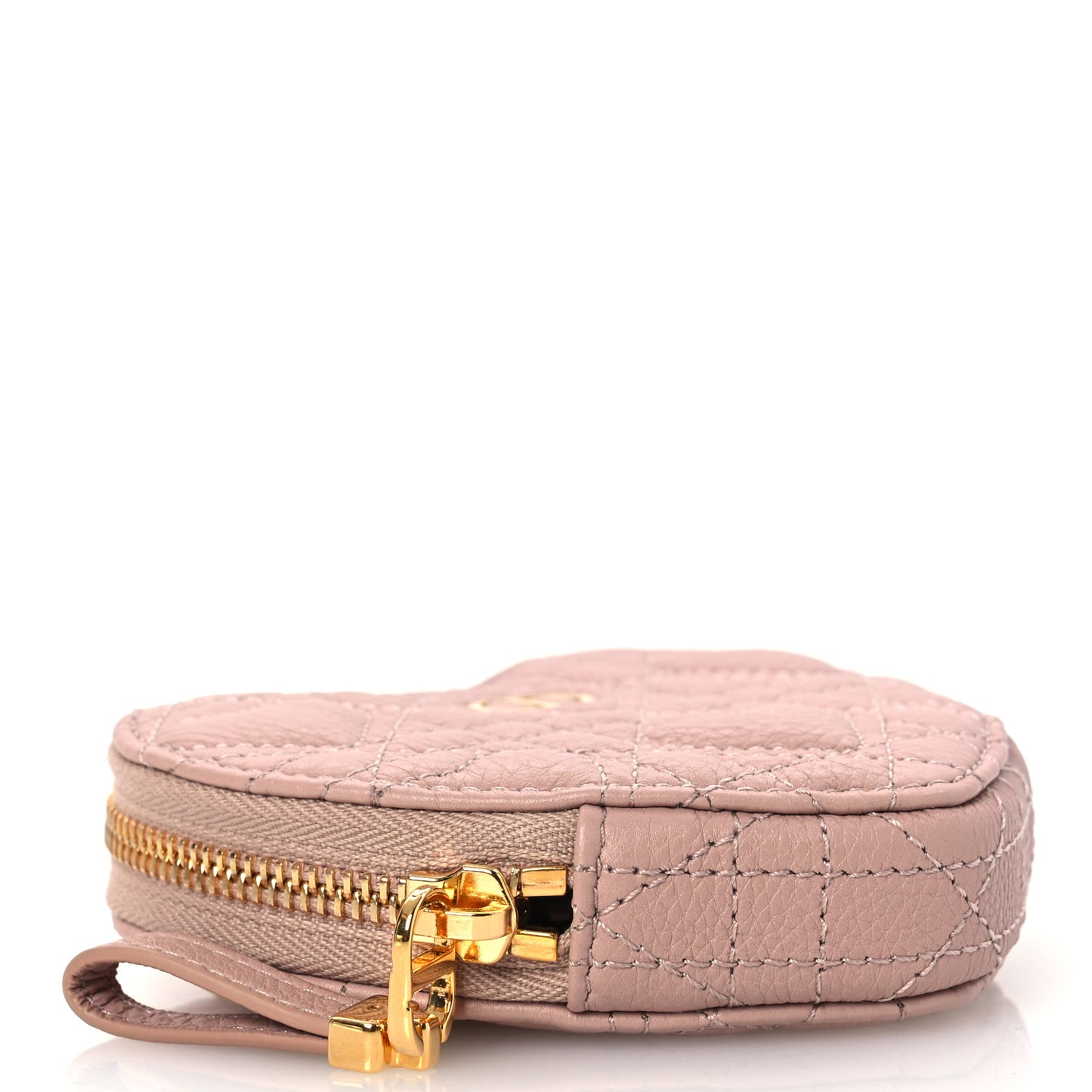 Calfskin Cannage Dioramour Caro Heart Pouch With Chain Rose Des Vents