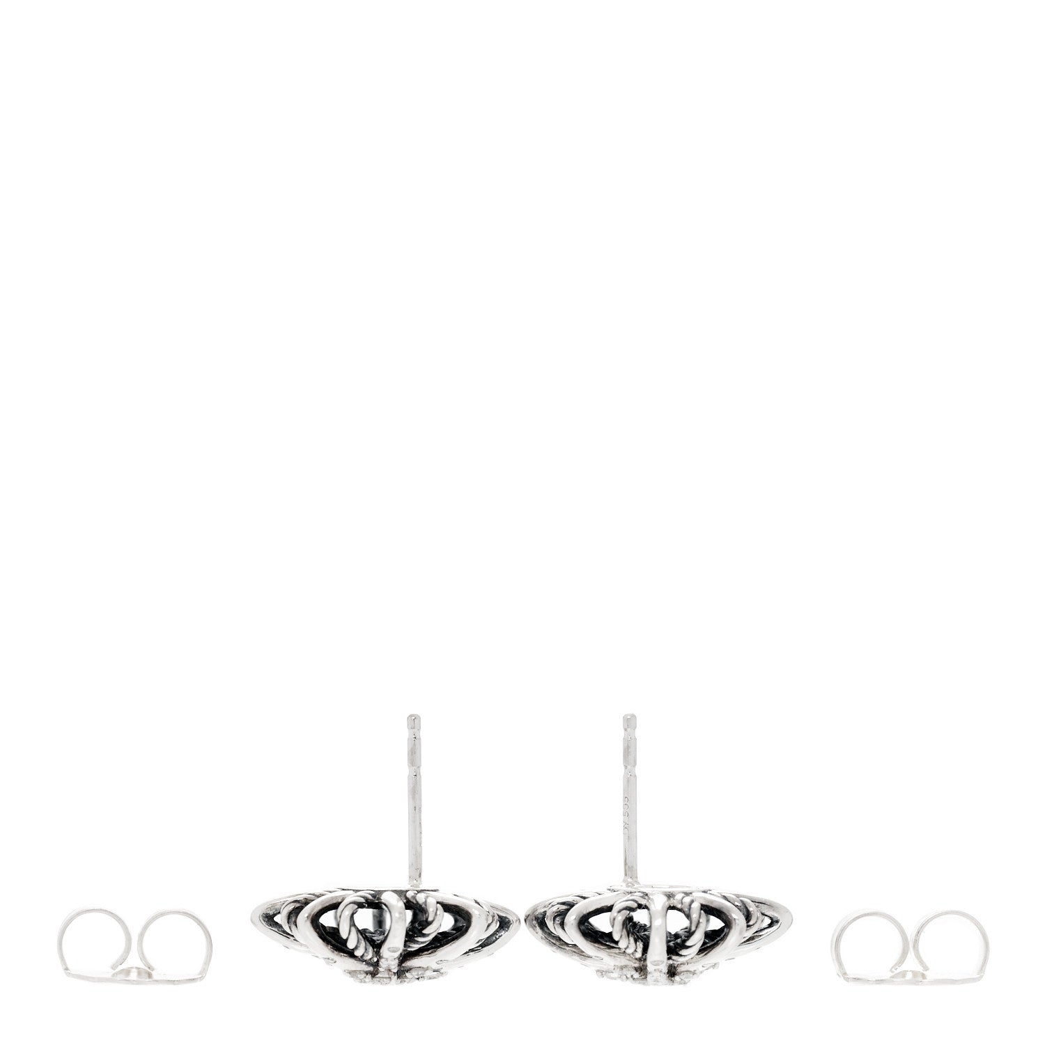 David Yurman Sterling Silver Diamond 16mm Starburst Earrings 3 of 5