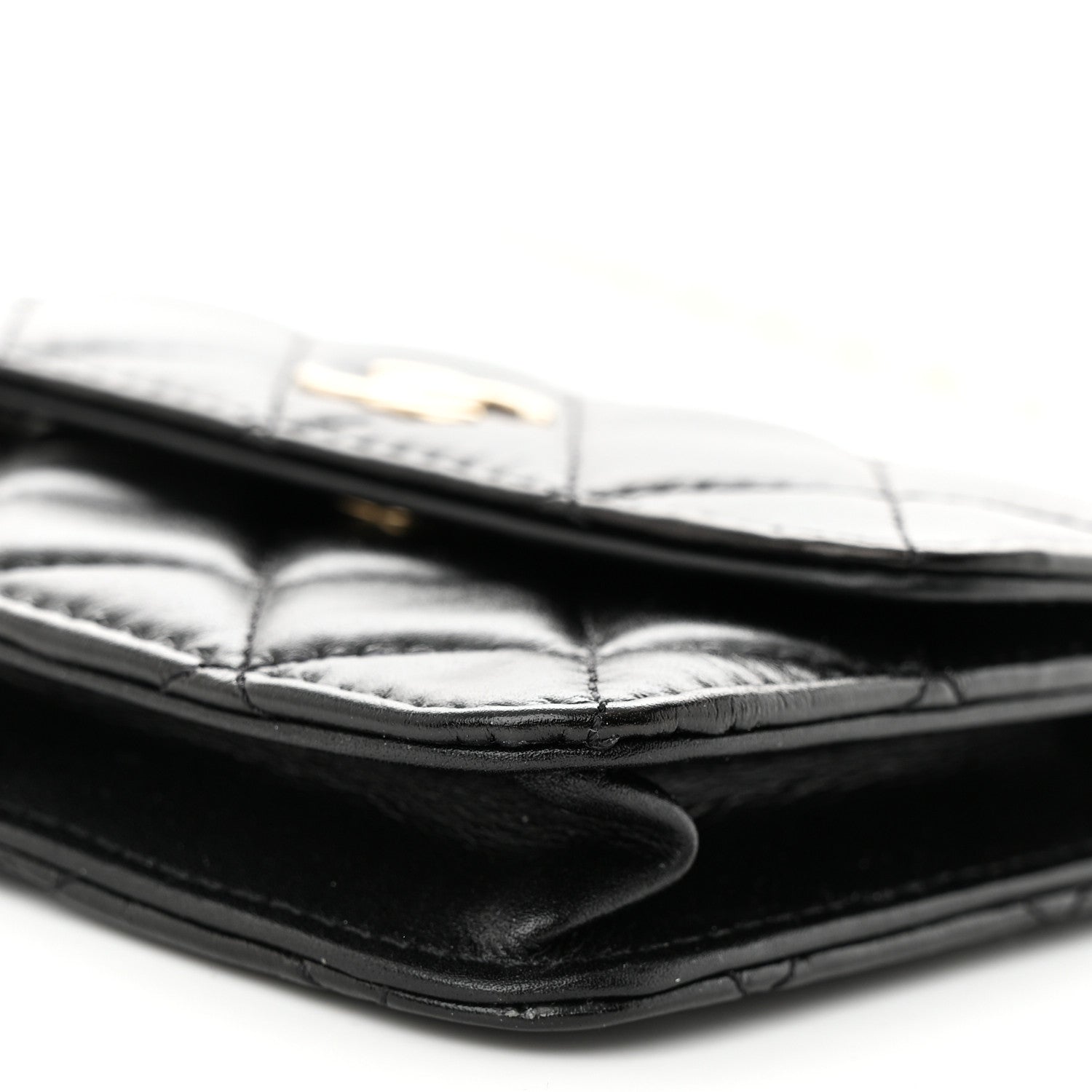 Chanel Calfskin Quilted Maxi Pearls Card Holder Flap With Chain Black 11 of 11