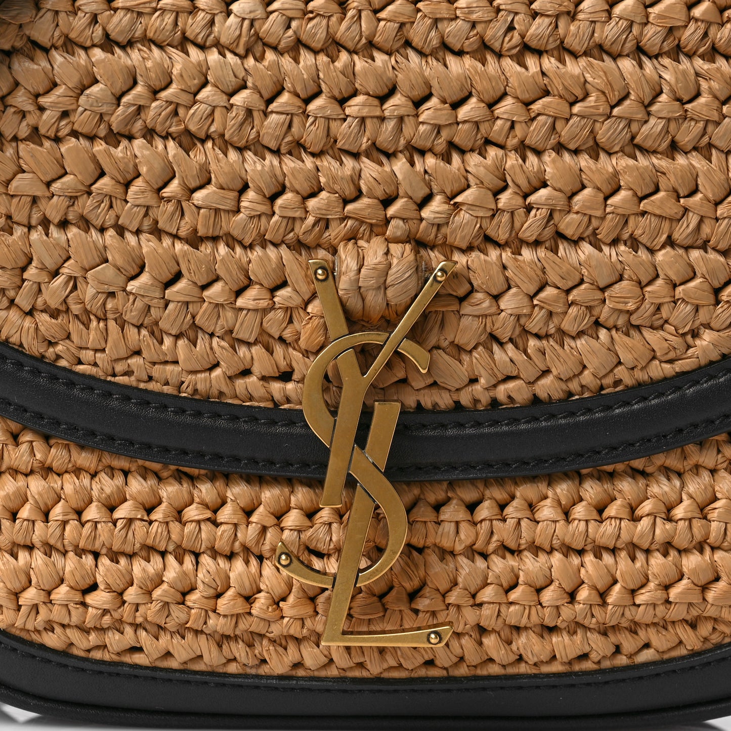 Woven Raffia Monogram Kaia Satchel Tan
