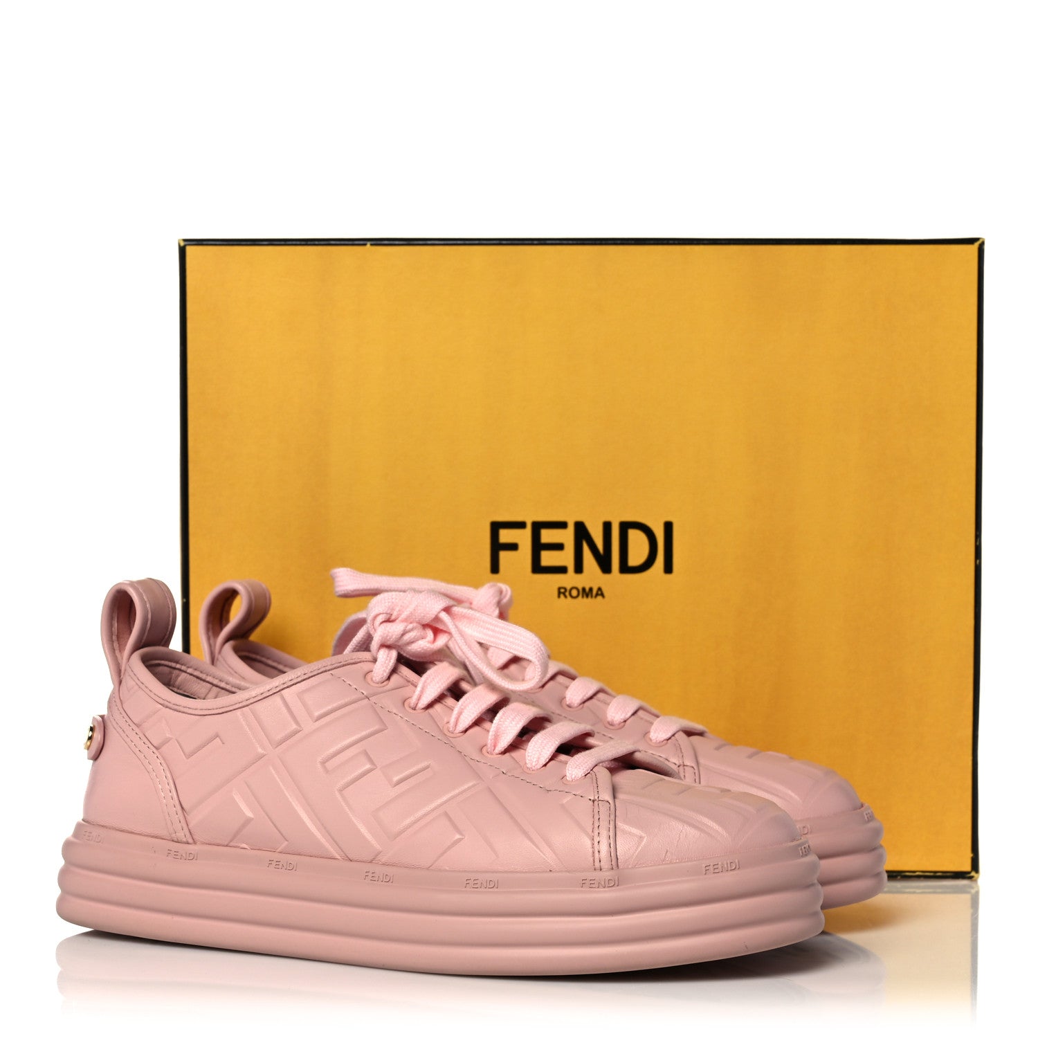 Fendi Lambksin FF Embossed Rise Low Top Sneakers 37.5 Pink 9 of 9