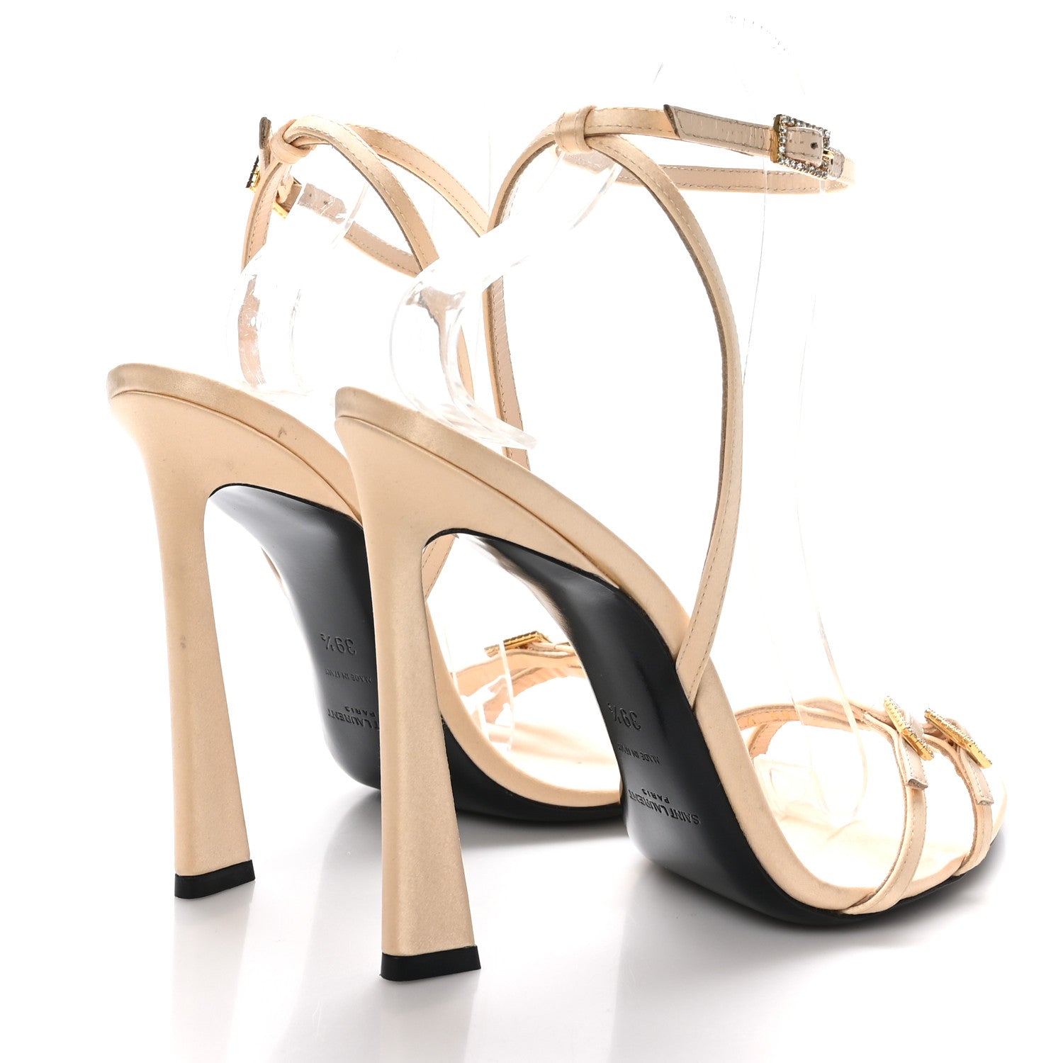 Saint Laurent Crepe Satin Crystal New Nuit 110 Sandals 39.5 Soft Nude 4 of 8