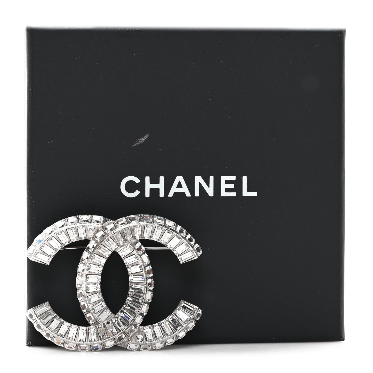 Baguette Crystal CC Brooch Silver