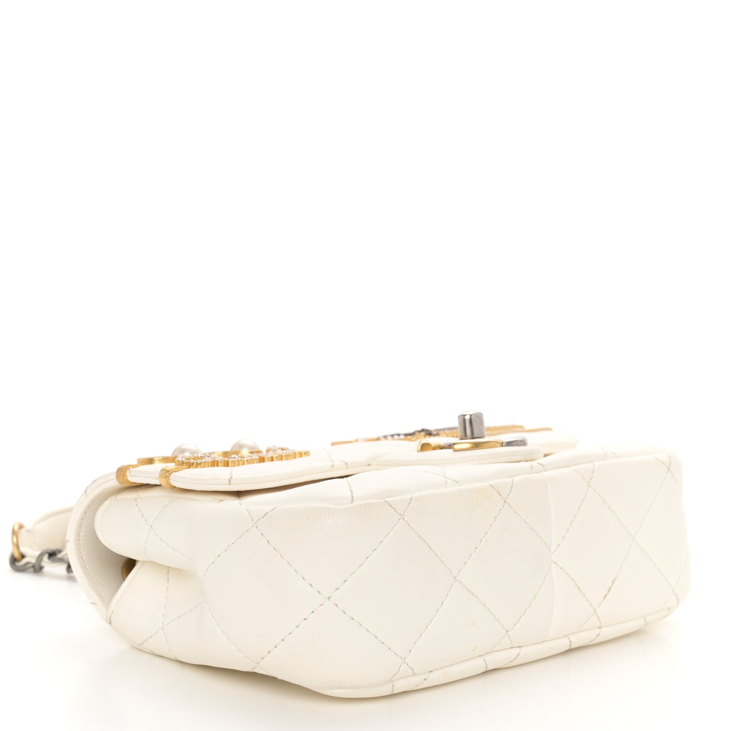 Lambskin Quilted Mini Coco Clips Flap White