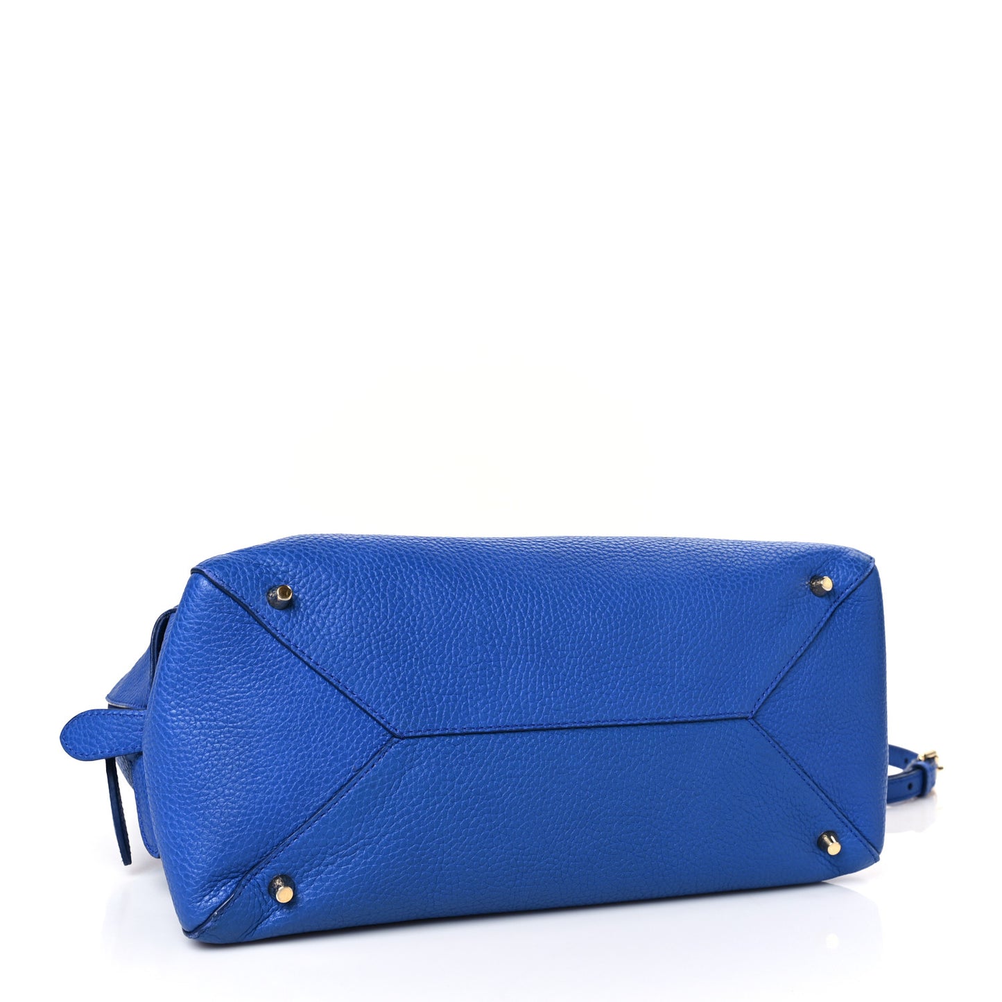 London Grainy Calfskin Medium Greenwood Bowling Bag Brilliant Blue