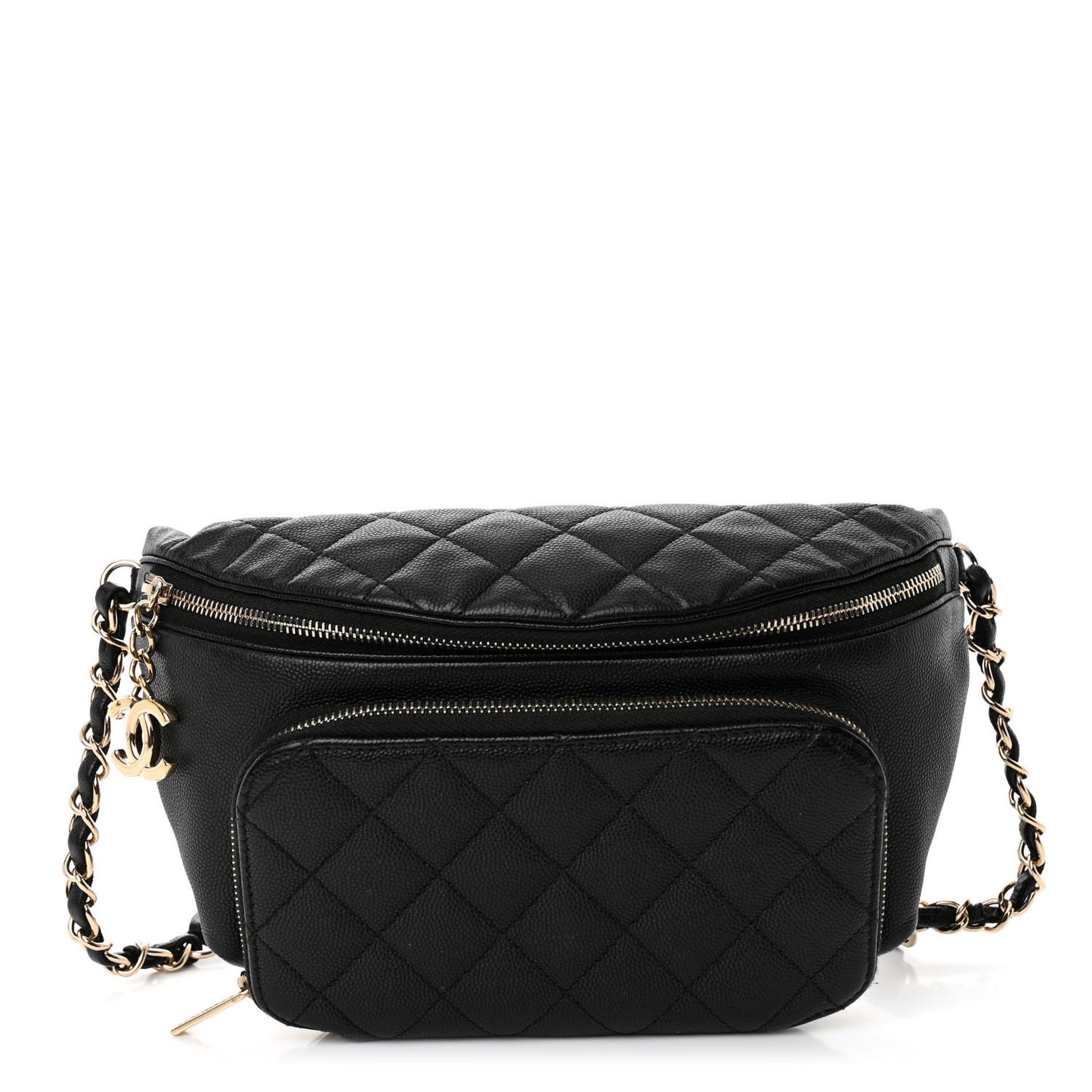 Caviar Quilted Business Affinity Waist Belt Bag Black