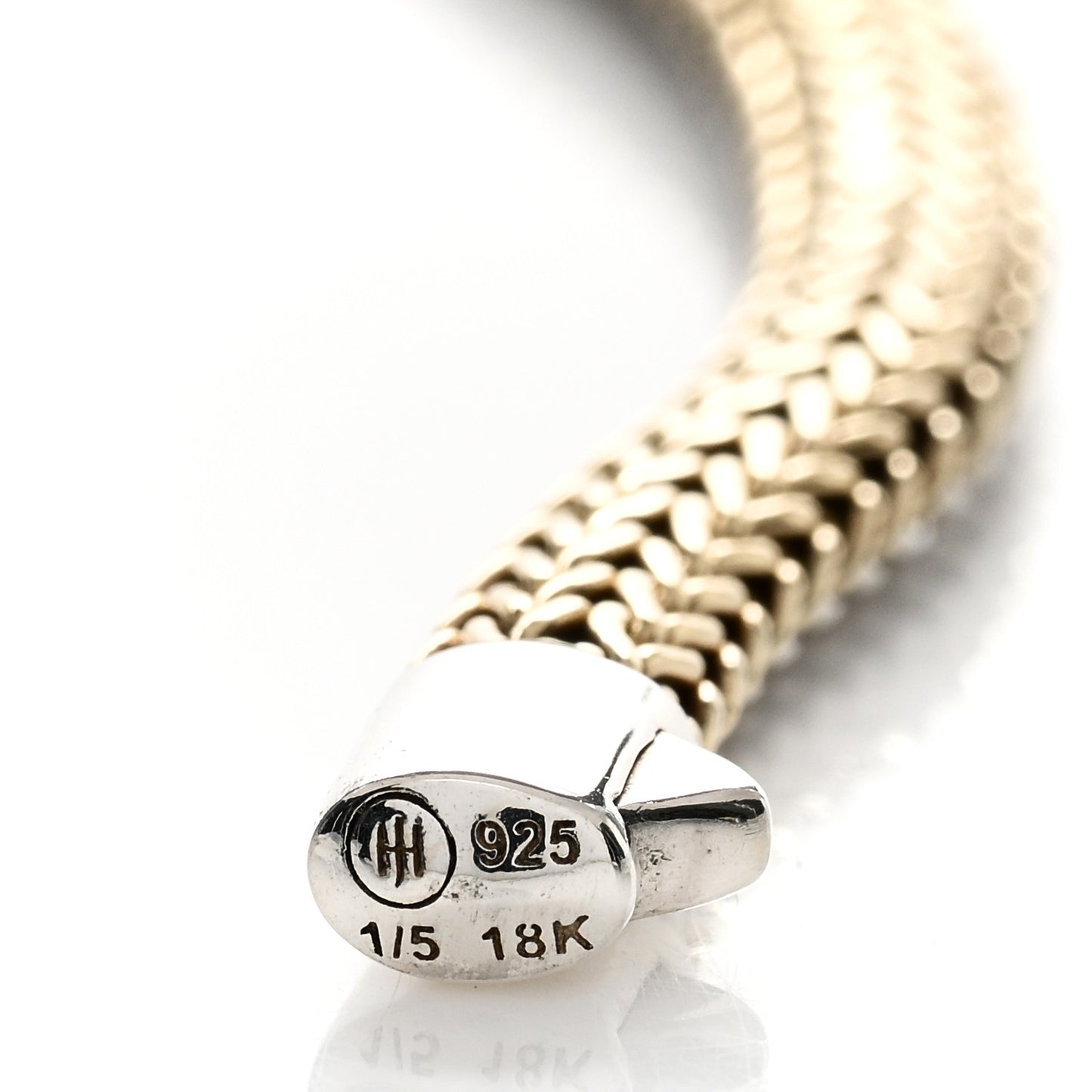 Sterling Silver 18K Yellow Gold Diamond 5mm Classic Chain Reversible Bracelet