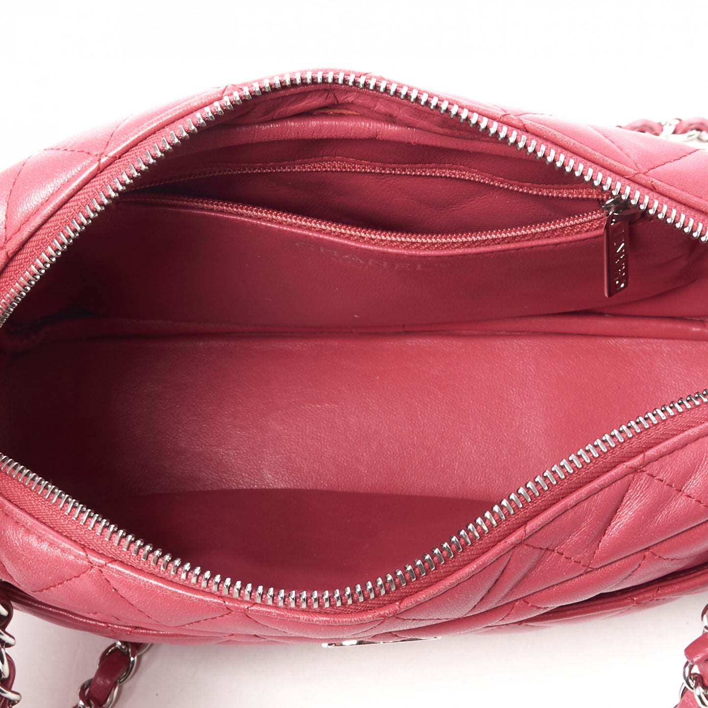 Lambskin Quilted Camera Case Pink