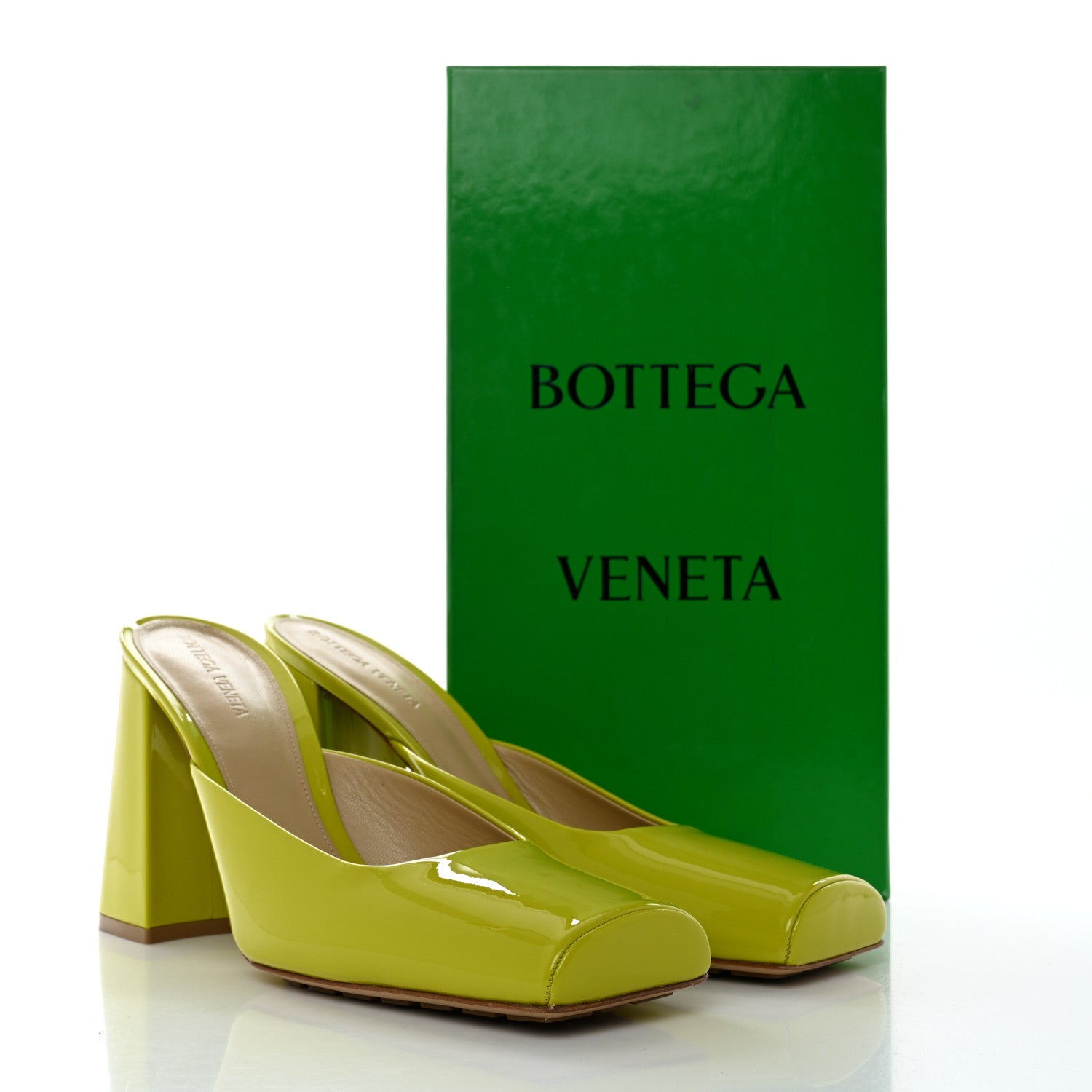 Bottega Veneta Supergloss Patent Tower 90mm Mule Pumps 41.5 Kiwi 8 of 8
