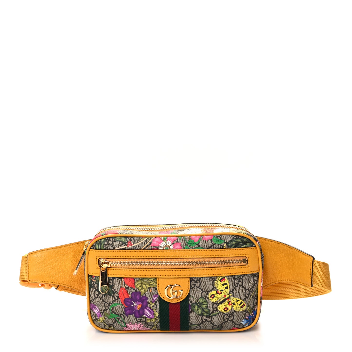 GG Supreme Monogram Flora Medium Ophidia Belt Bag Beige Multicolor Crop