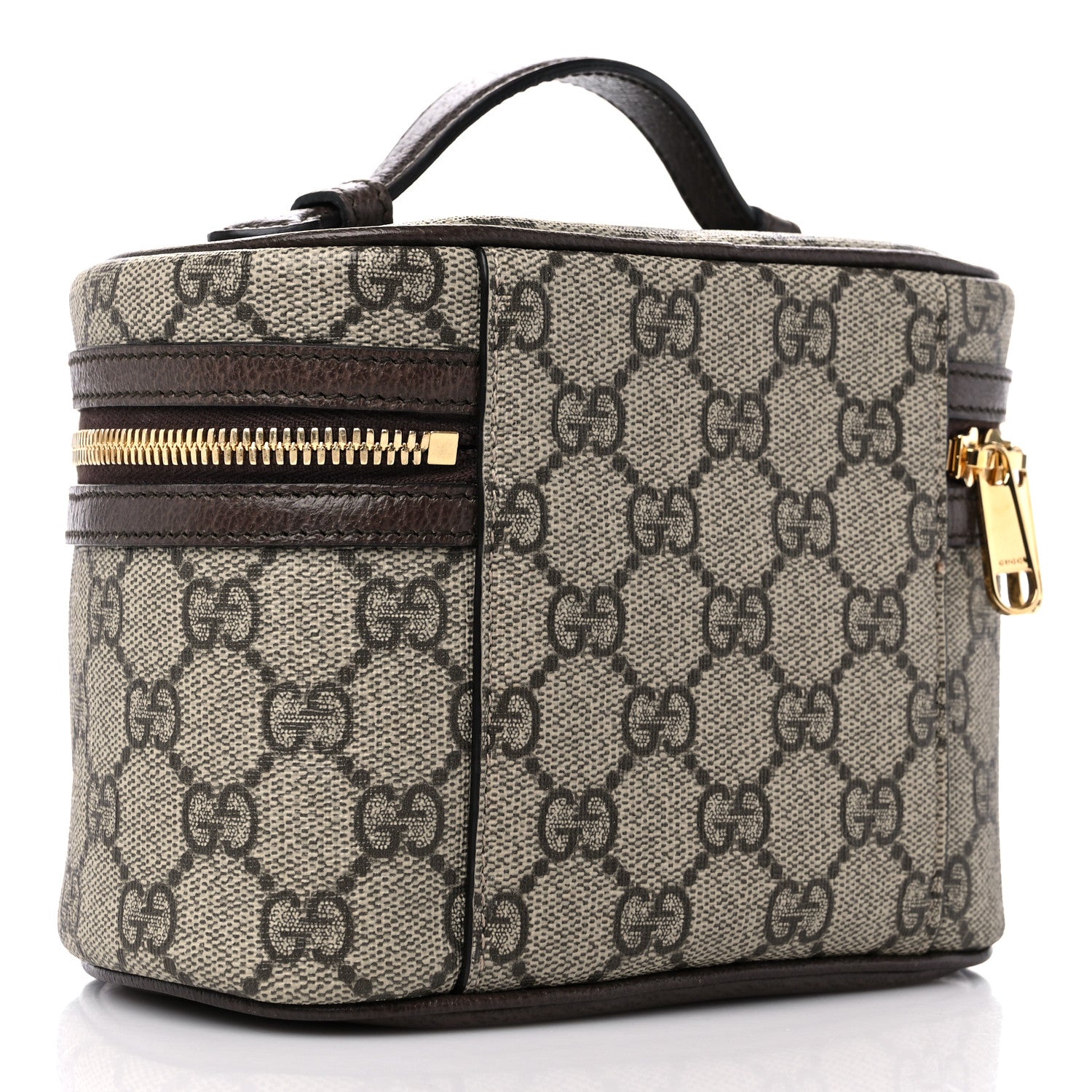 Gucci GG Supreme Monogram Textured Calfskin Web Ophidia Vanity Cosmetic Case Beige Ebony New Acero 3 of 9