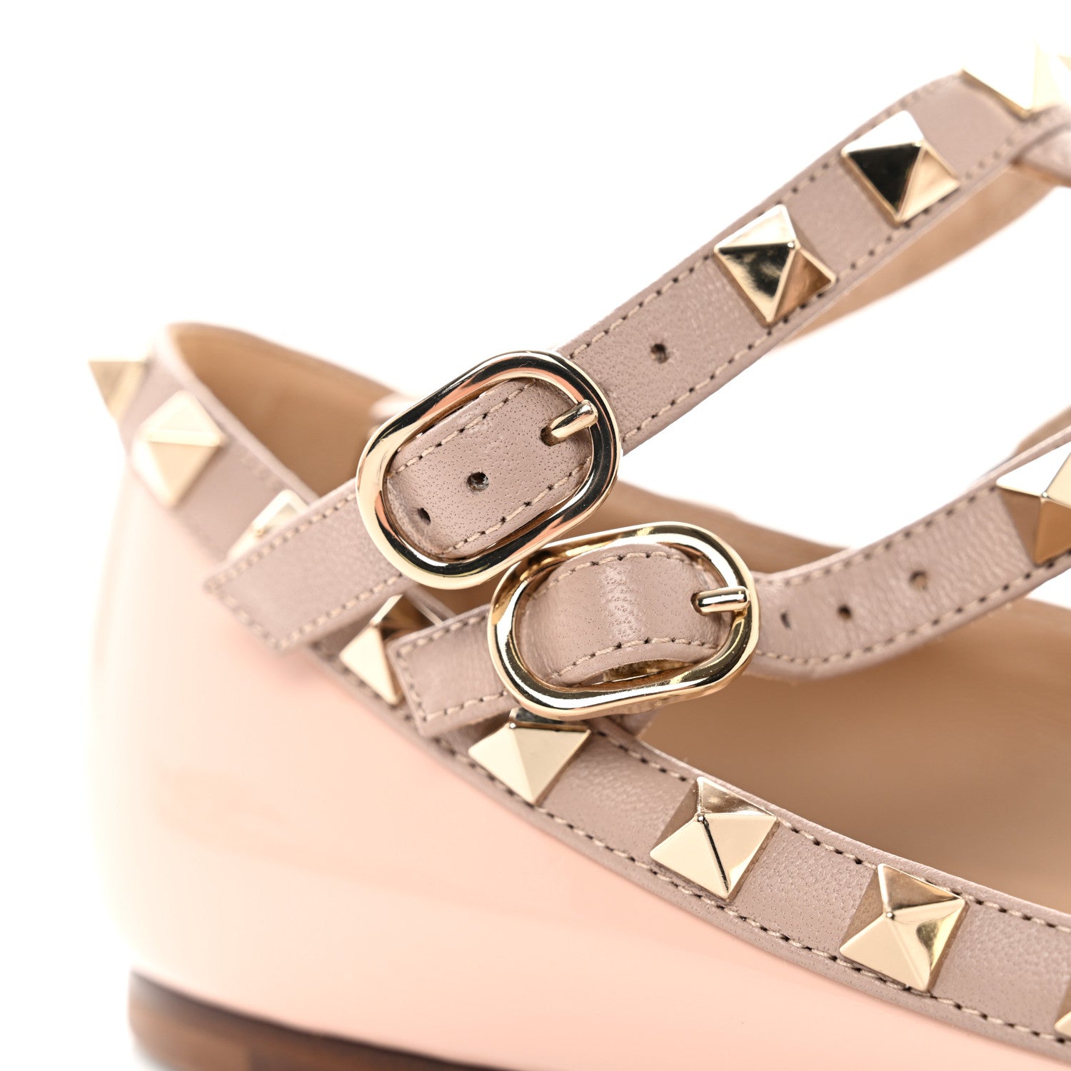 Valentino Garavani Patent Rockstud Cage Ballerina Flats 37.5 Water Rose Poudre 10 of 10
